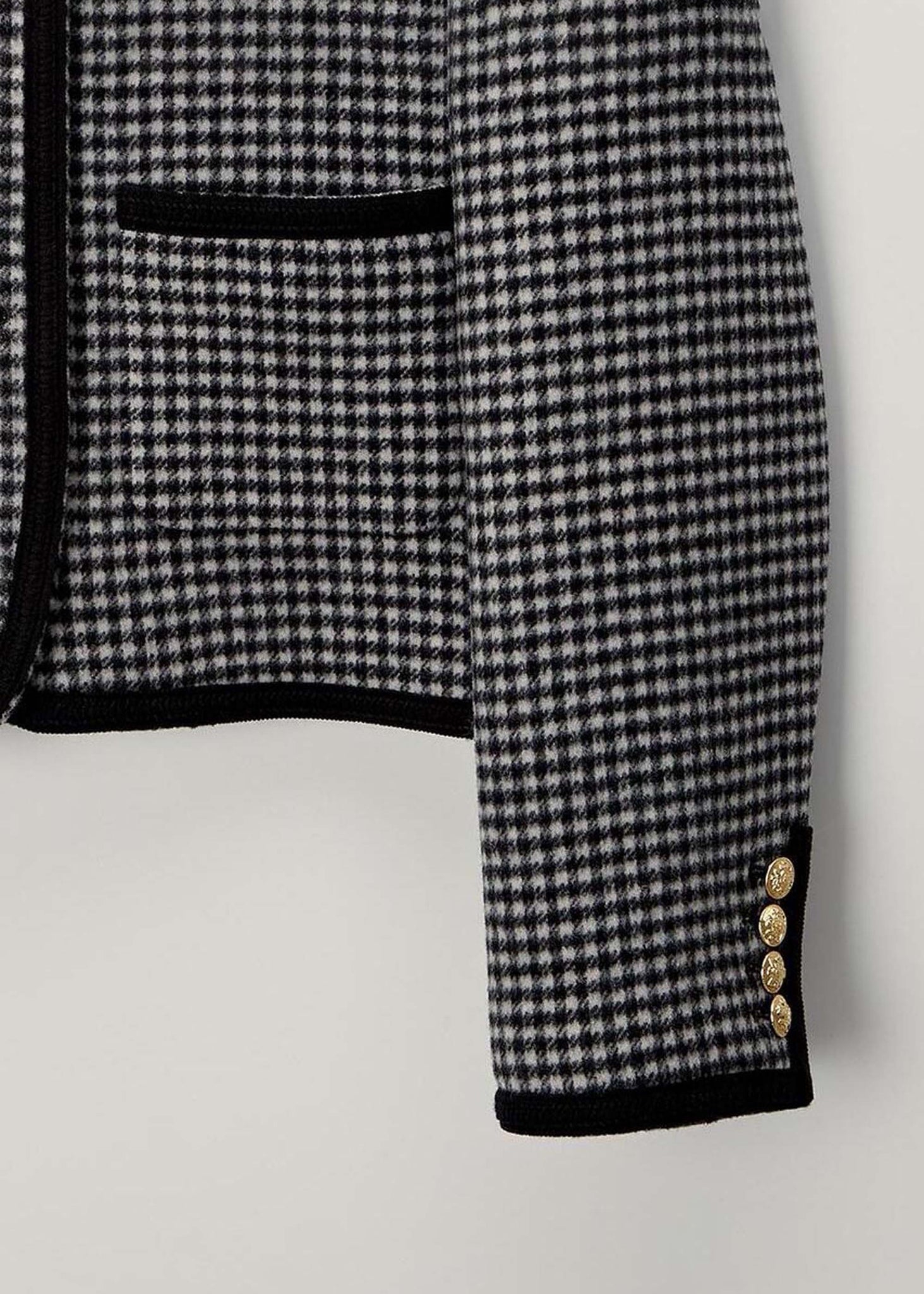 Black and White Tweed Collarless Jacket