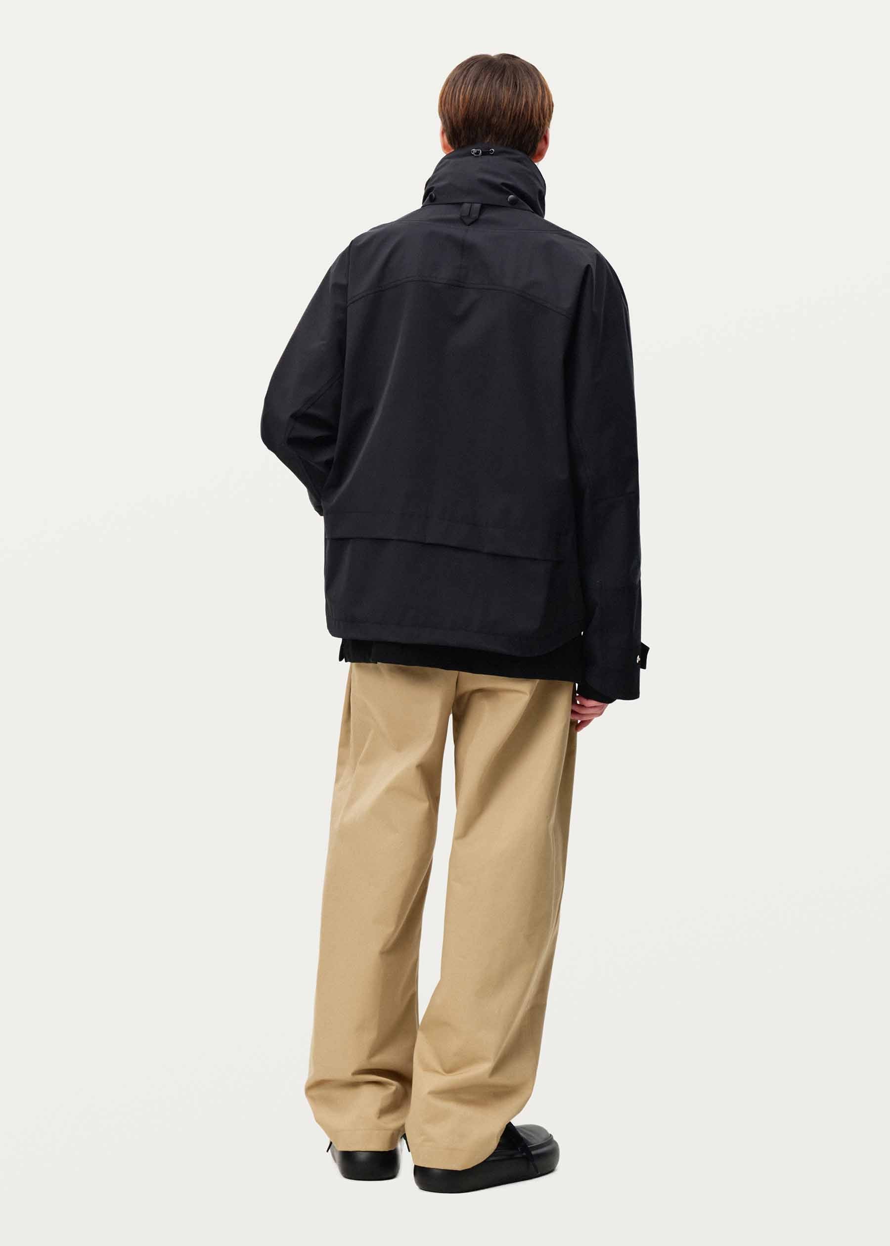 SOLID HOMME: Black Stand Collar Shell Jacket | 157Moments