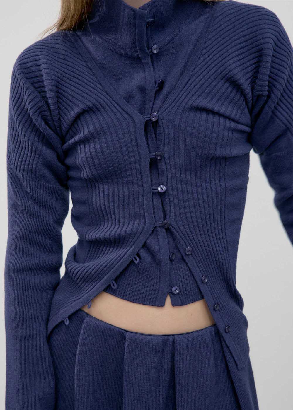 Navy V-Neck Knit Cardigan