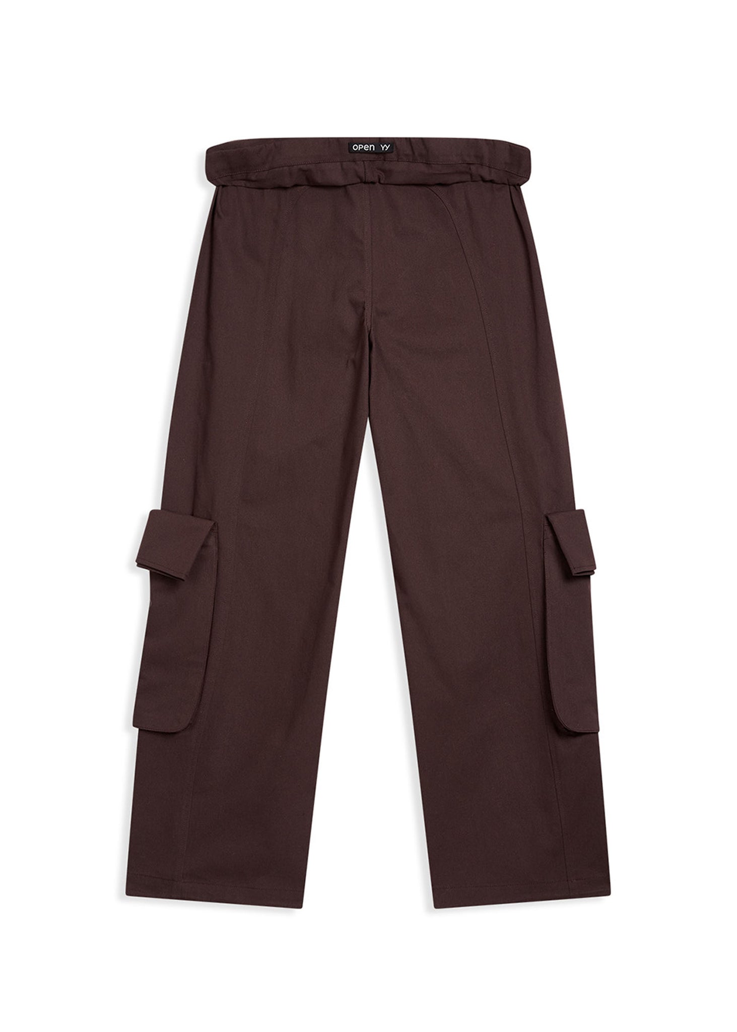 Burgundy Rolled Waist Cargo Pants