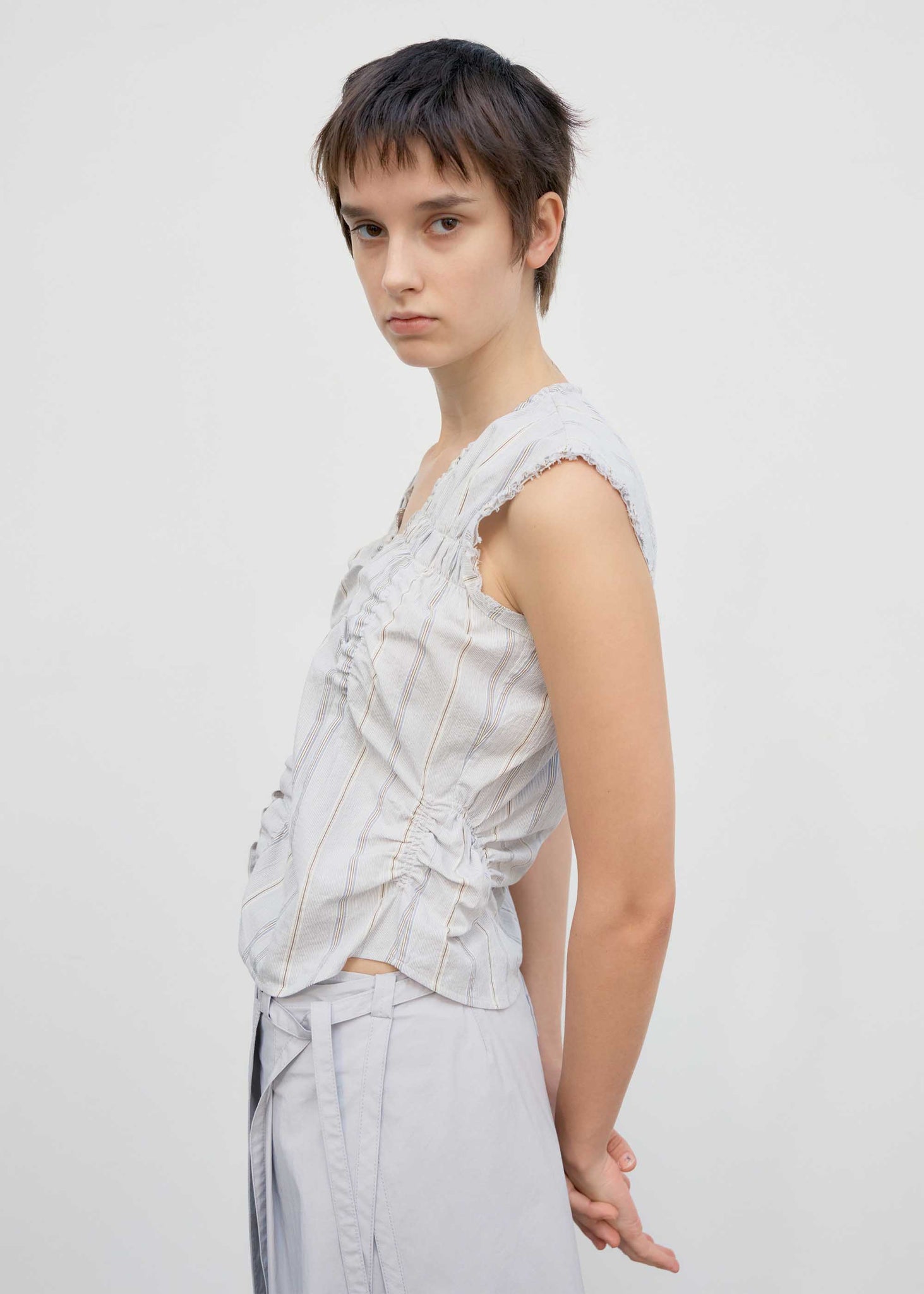 Light Grey Ruffled Vest