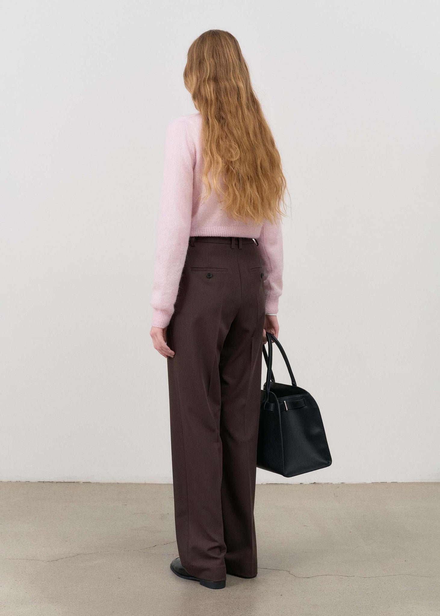 Dark Brown Classic Pleated Trousers