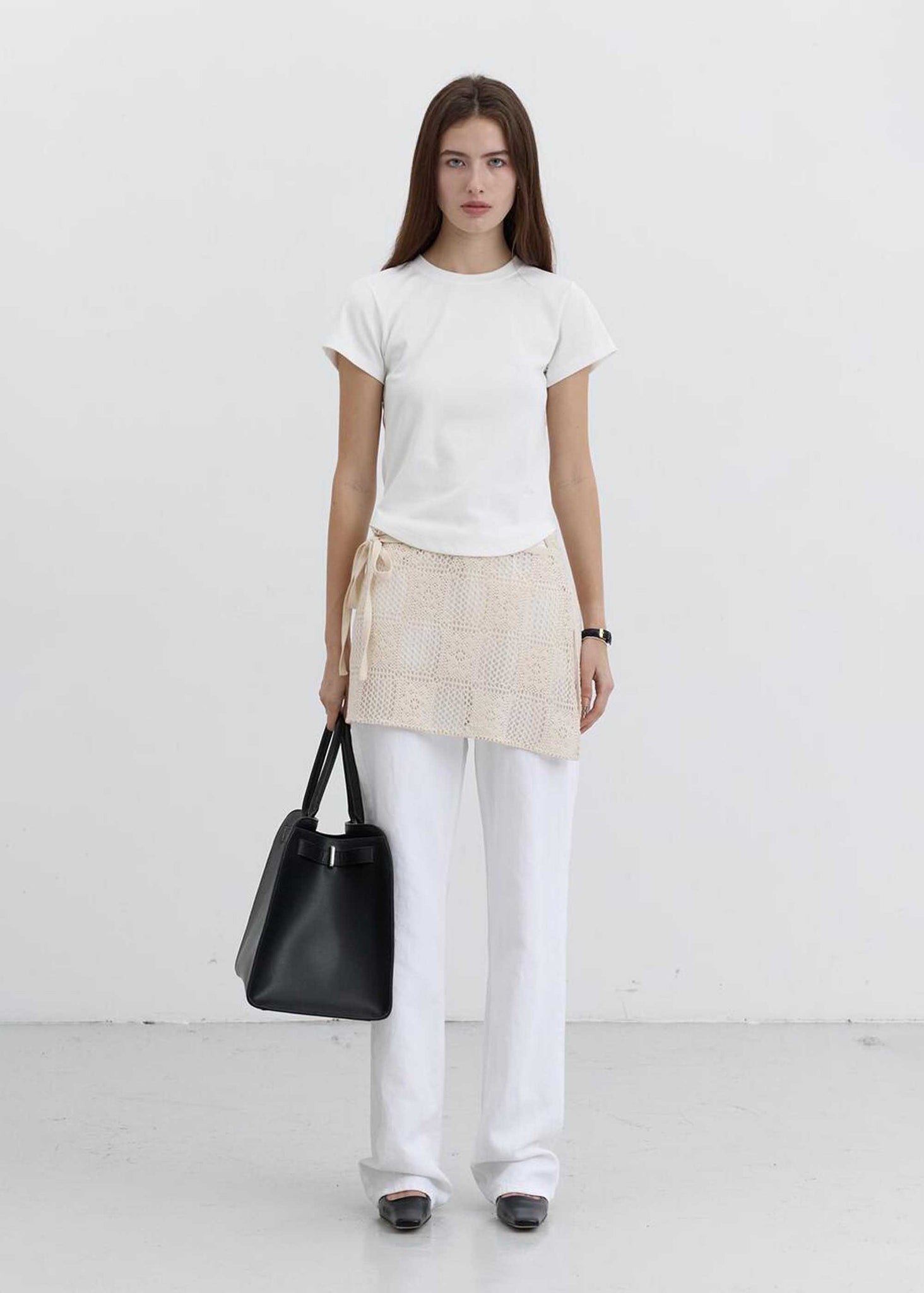 White Crescent Hem Mini T-Shirt