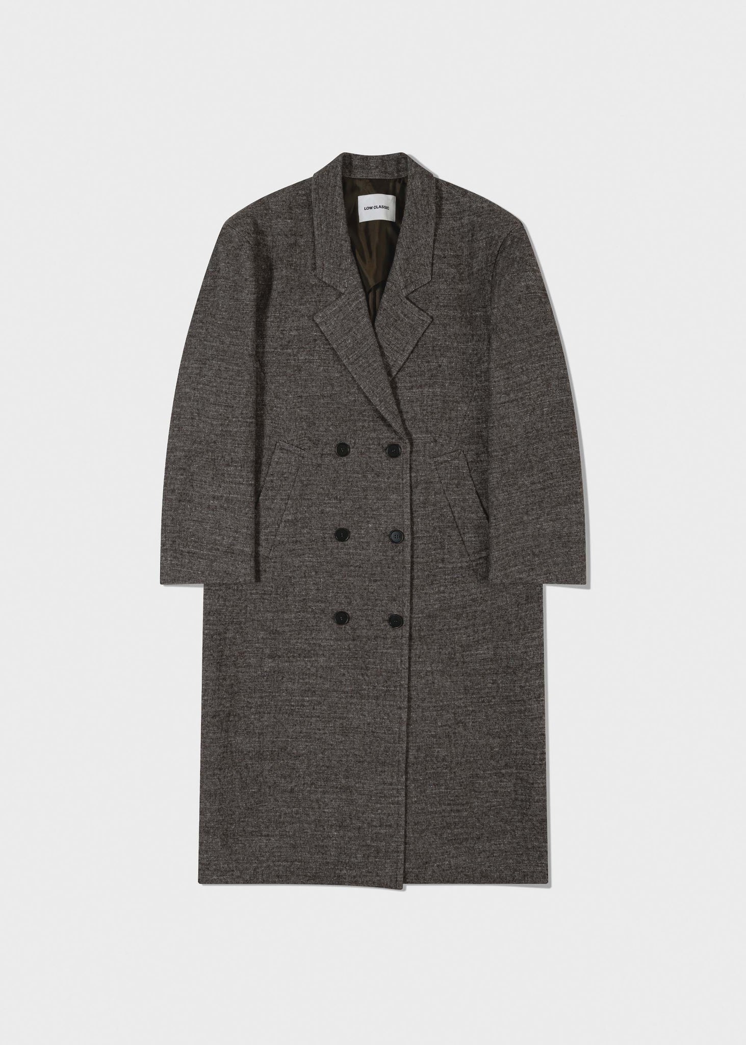 Grey Melange Oversized Wool Coat