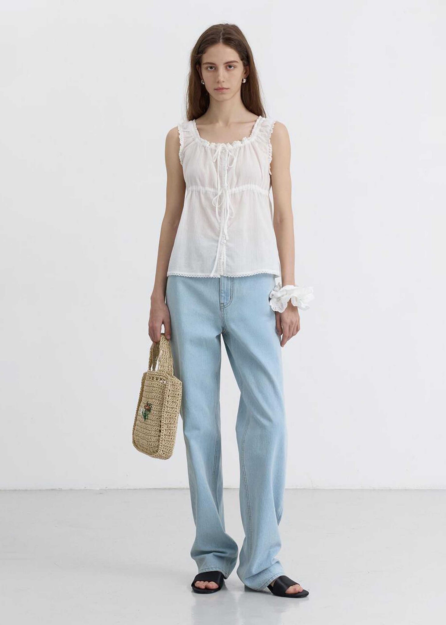 Light Blue Straight-Cut Jeans