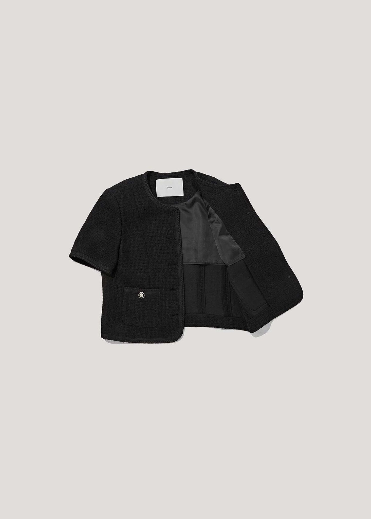 Black Shortsleeve Tweed Jacket