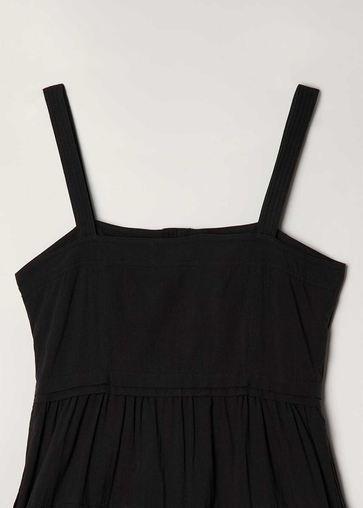 Black Square-Neck Buttoned Midi Dress