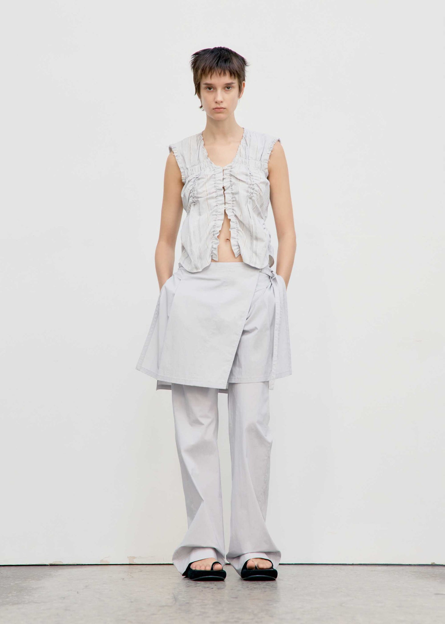 Light Grey Ruffled Vest