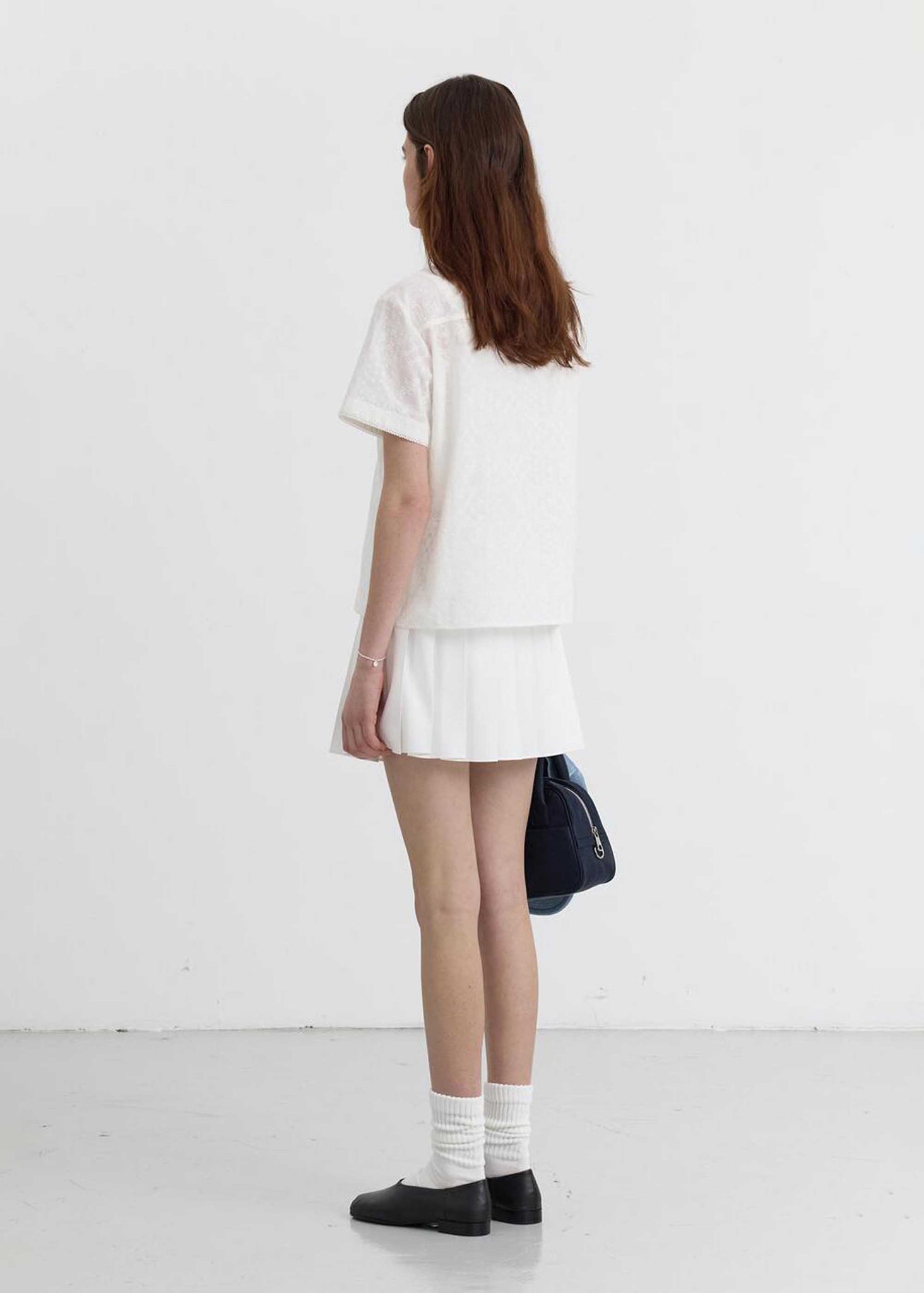 White Shortsleeve Lace Shirt
