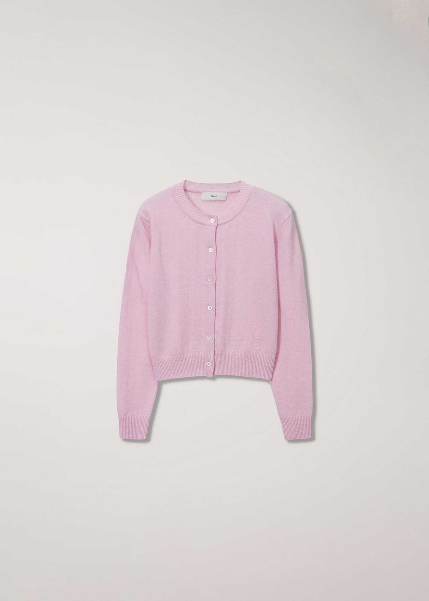 Pink Round-Neck Wool Cardigan