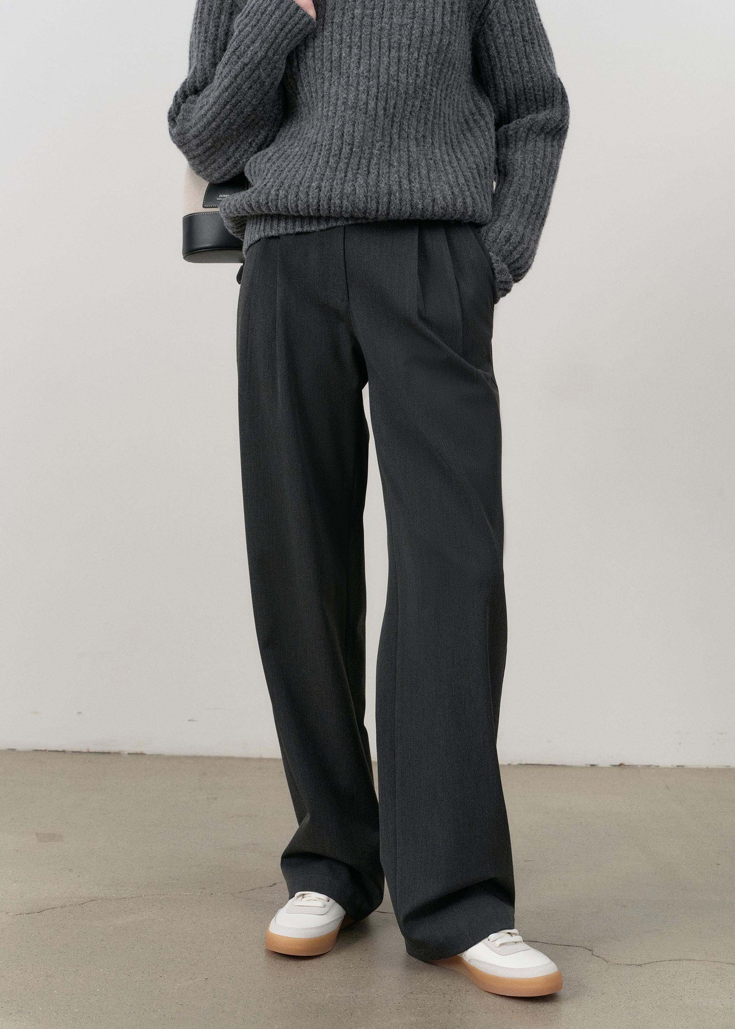 Grey Pleated Trousers