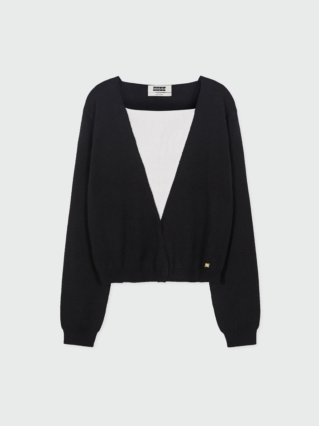 Black Panelled V-Neck Cardigan