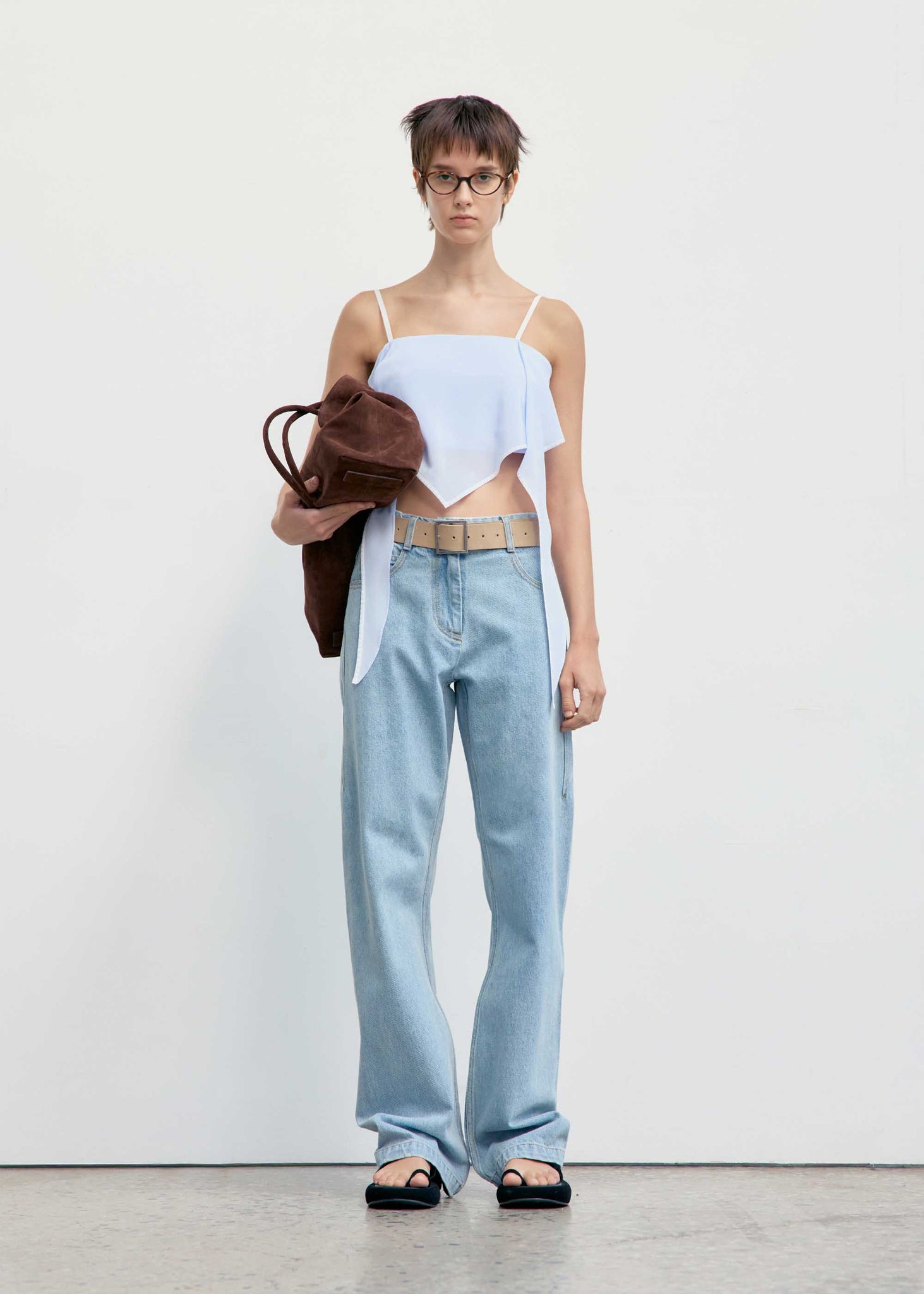 Light Blue Draped Camisole Top