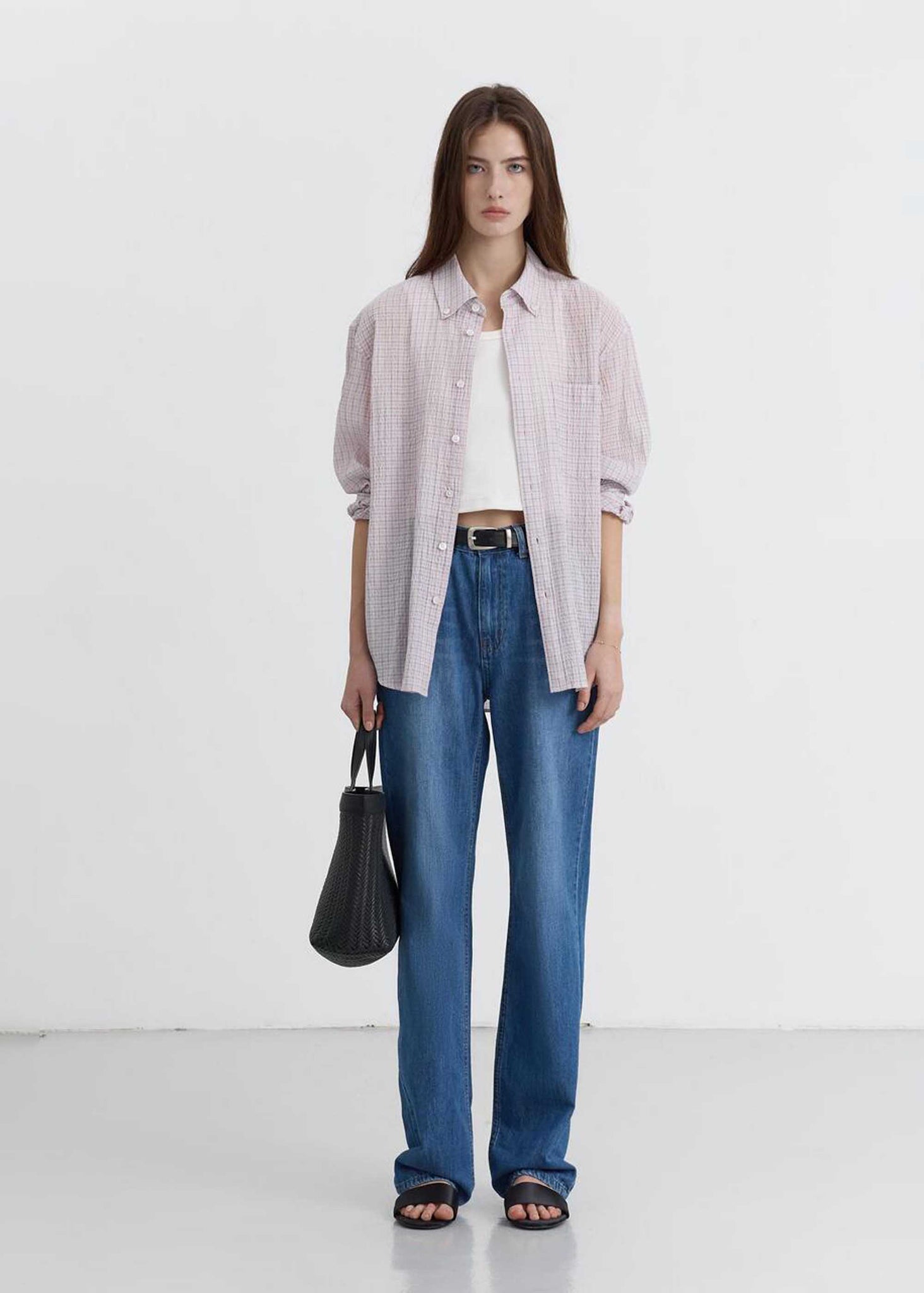 Navy Straight-Cut Jeans