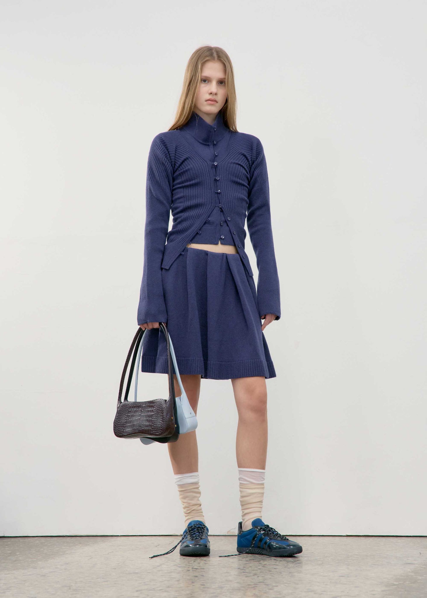 Navy V-Neck Knit Cardigan