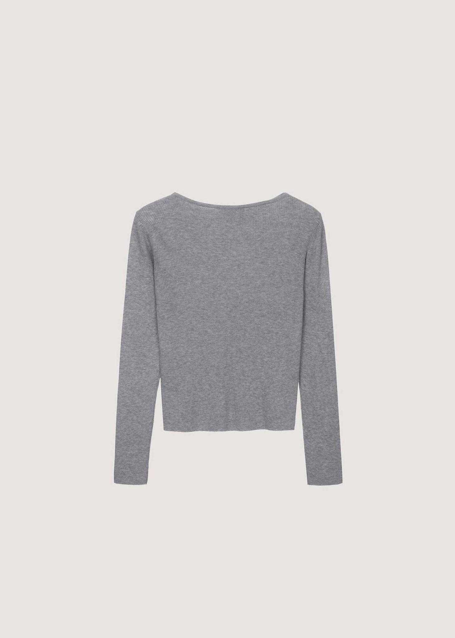 Grey Asymmetric Buttoned Knit Top