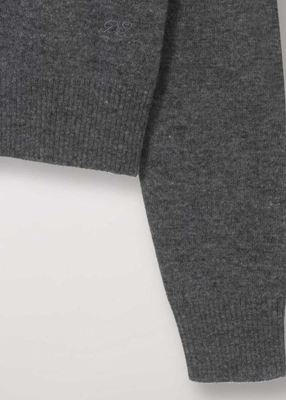 Grey Round-Neck Wool Cardigan