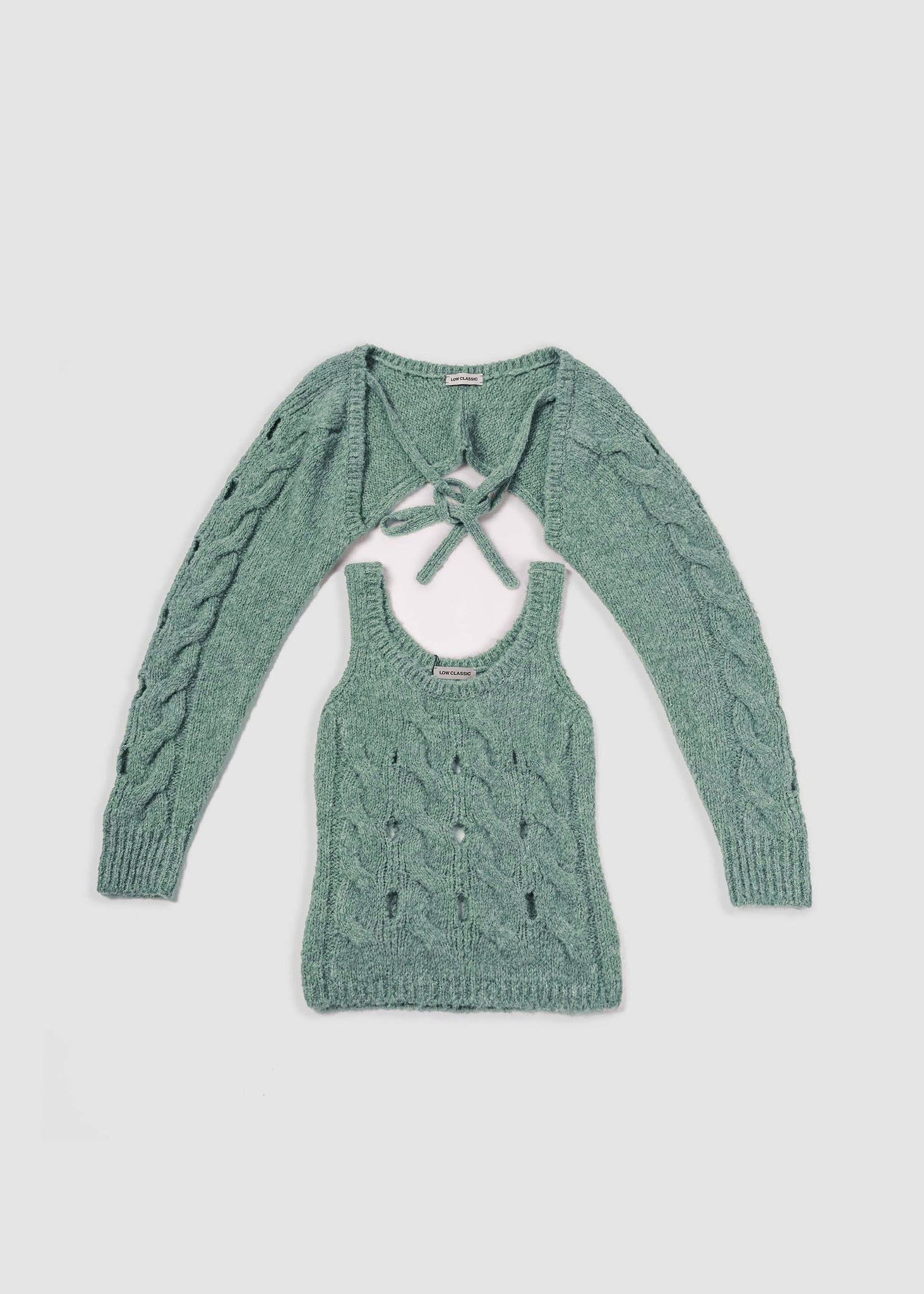 Mint Knit Cardigan and Vest Set