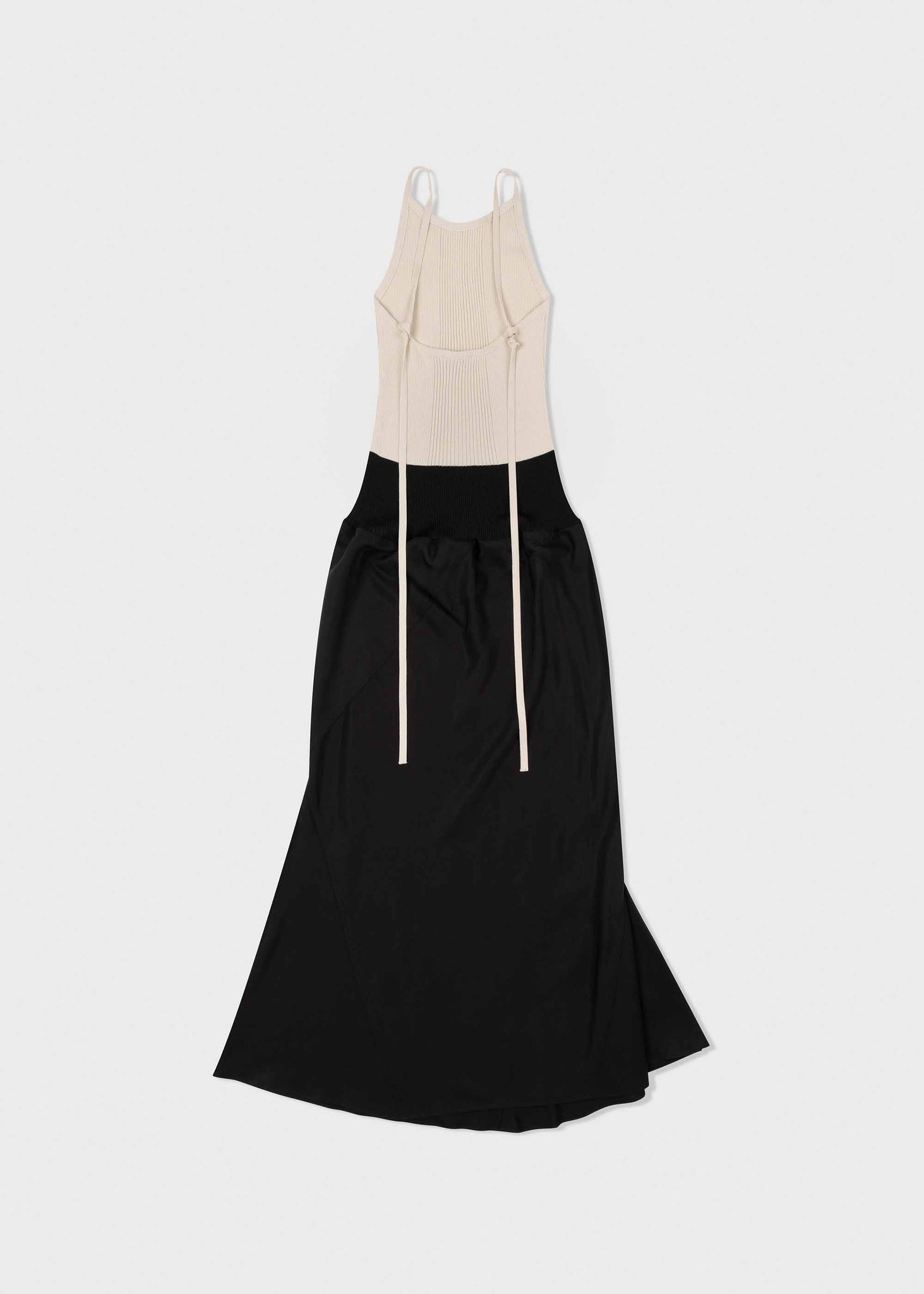 Black & Light Khaki Contrast Maxi Dress