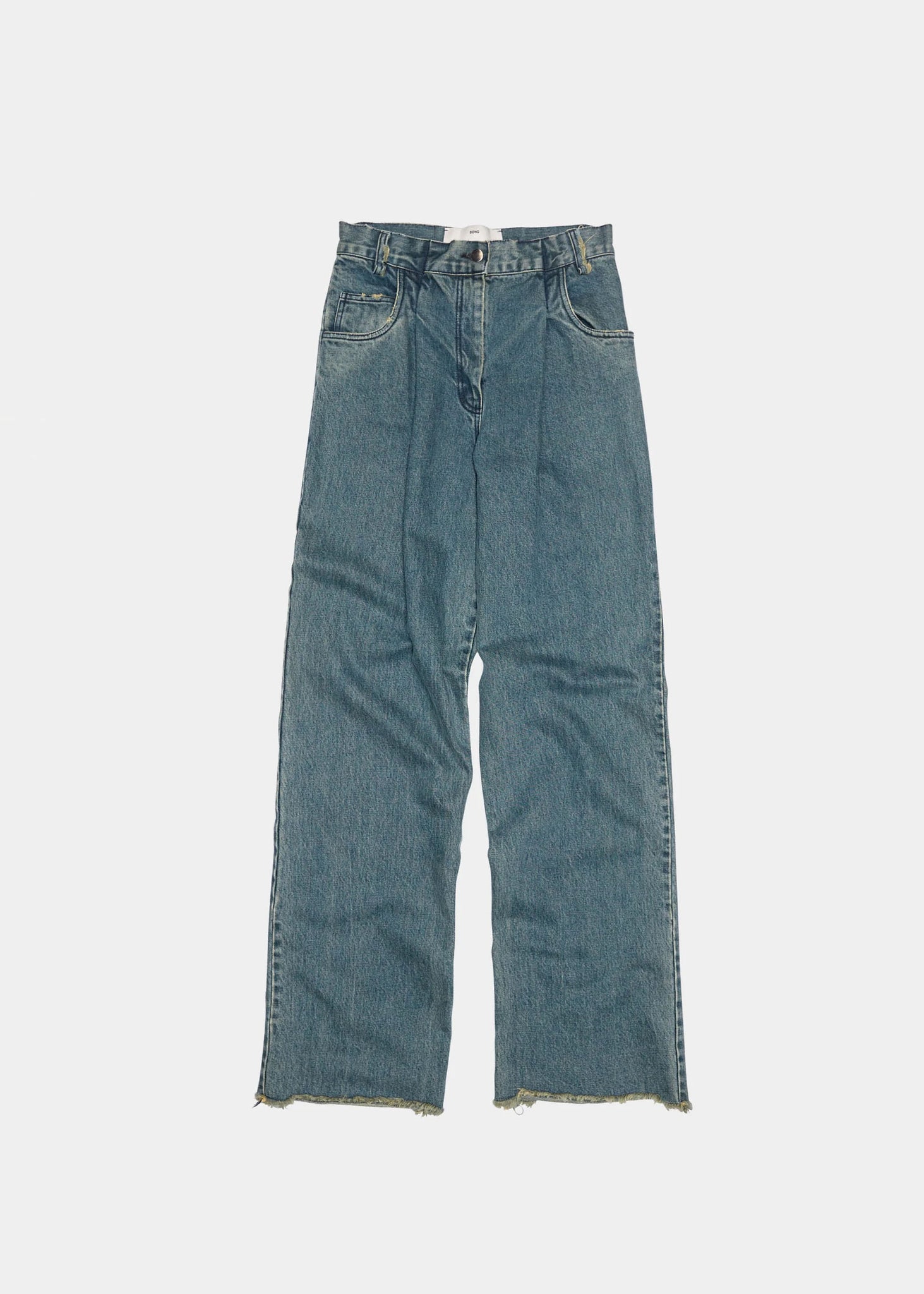 Faded Blue Pleated Jeans