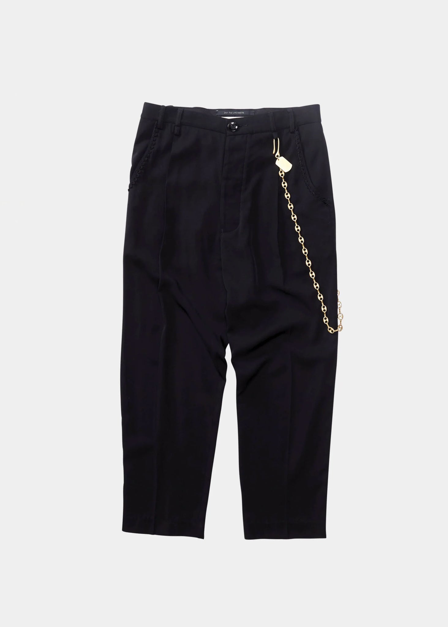 Black Cropped Pleated Trousers