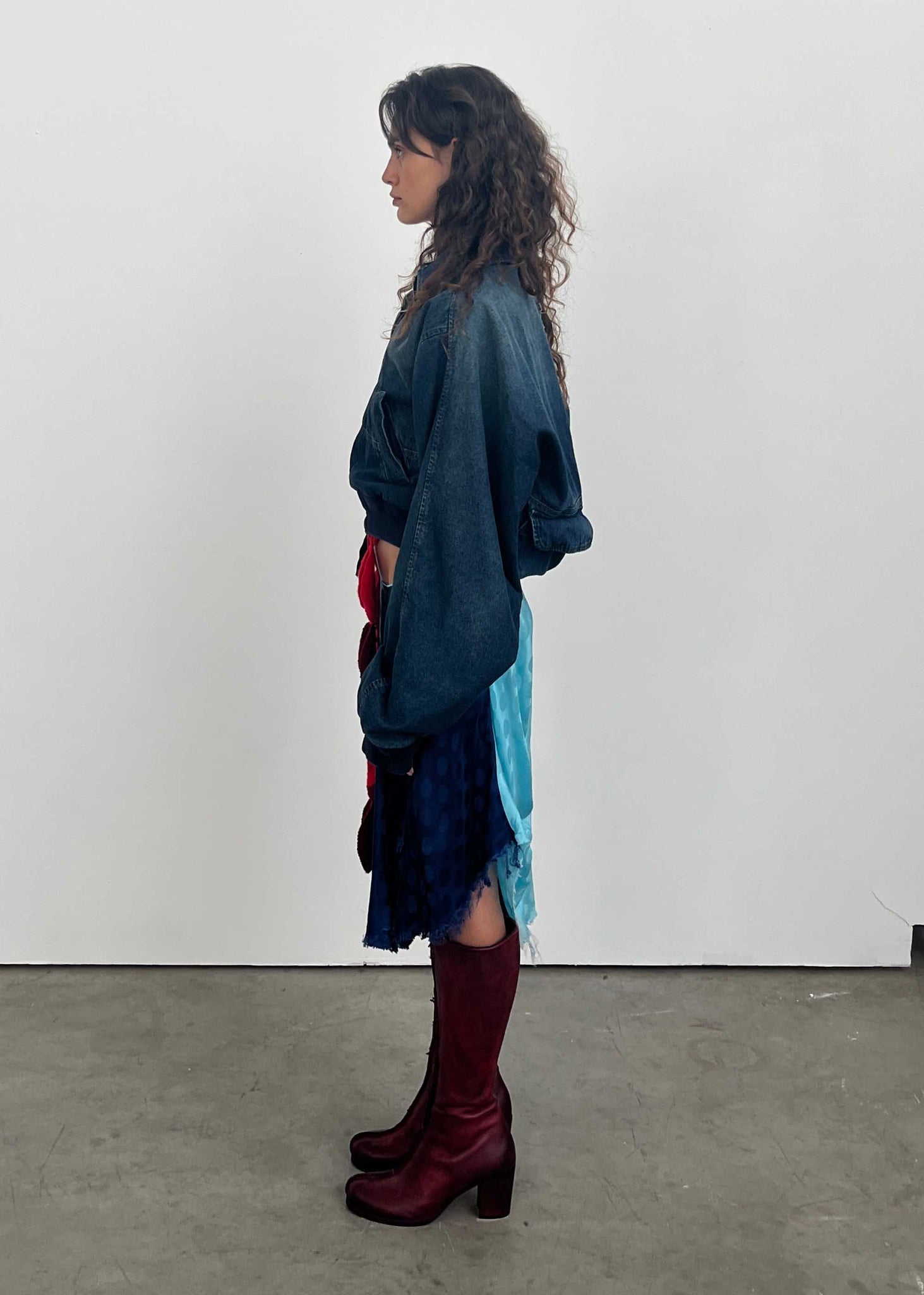 Blue Jacquard Patch Skirt