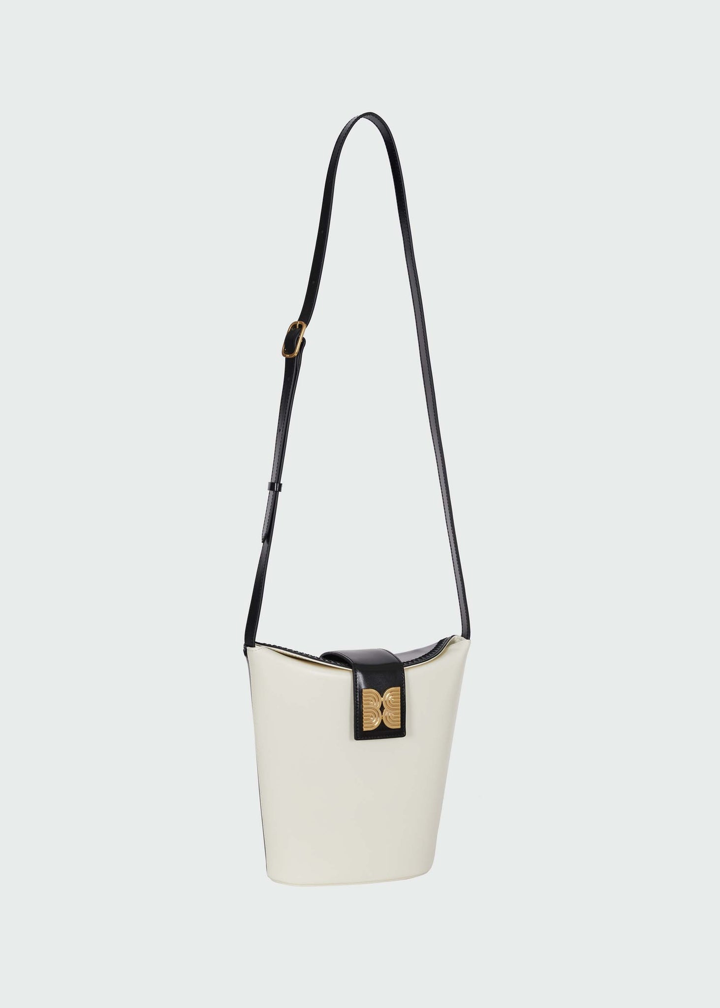 Black & White Flapped Bucket Bag