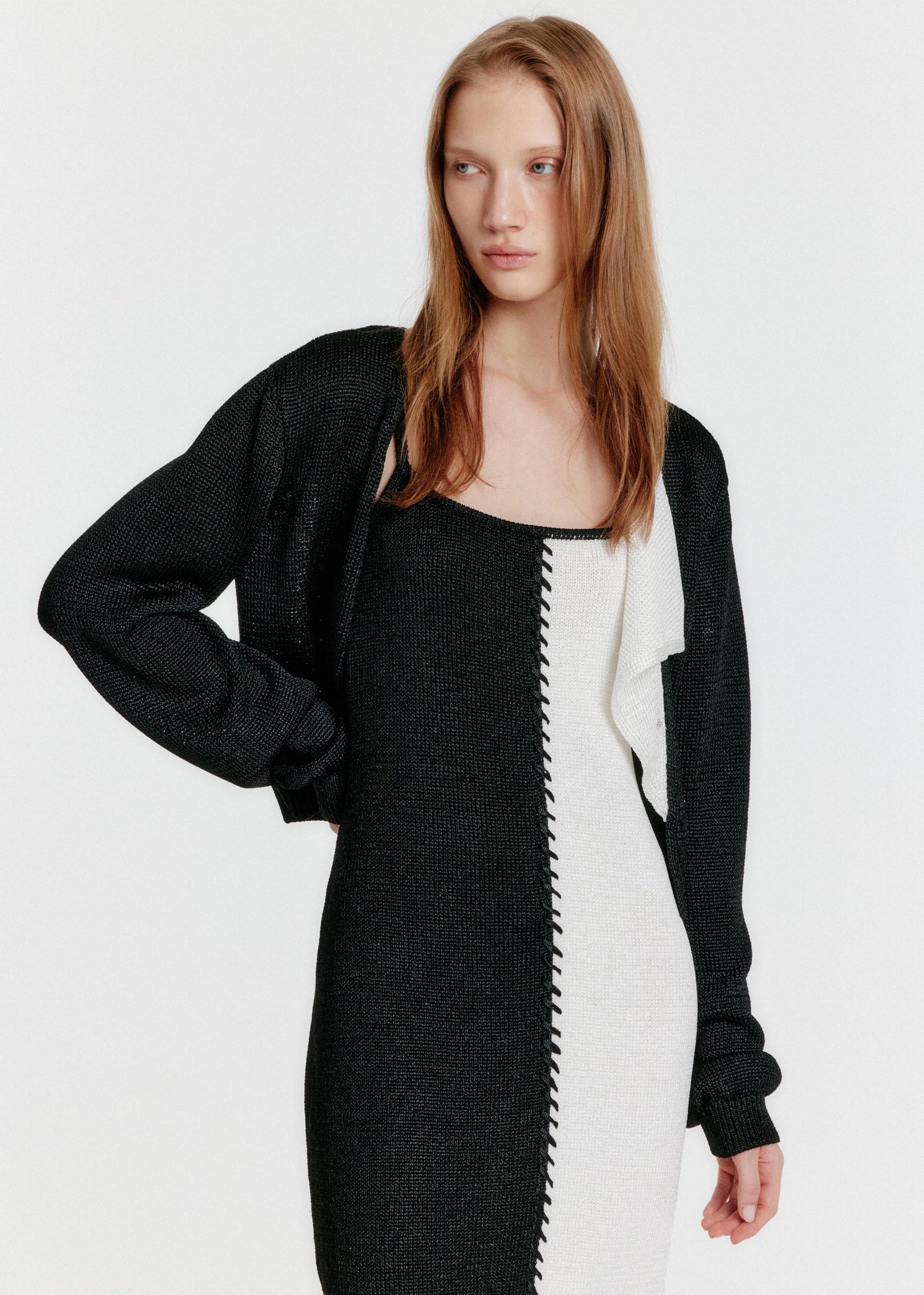 Black Panelled V-Neck Cardigan