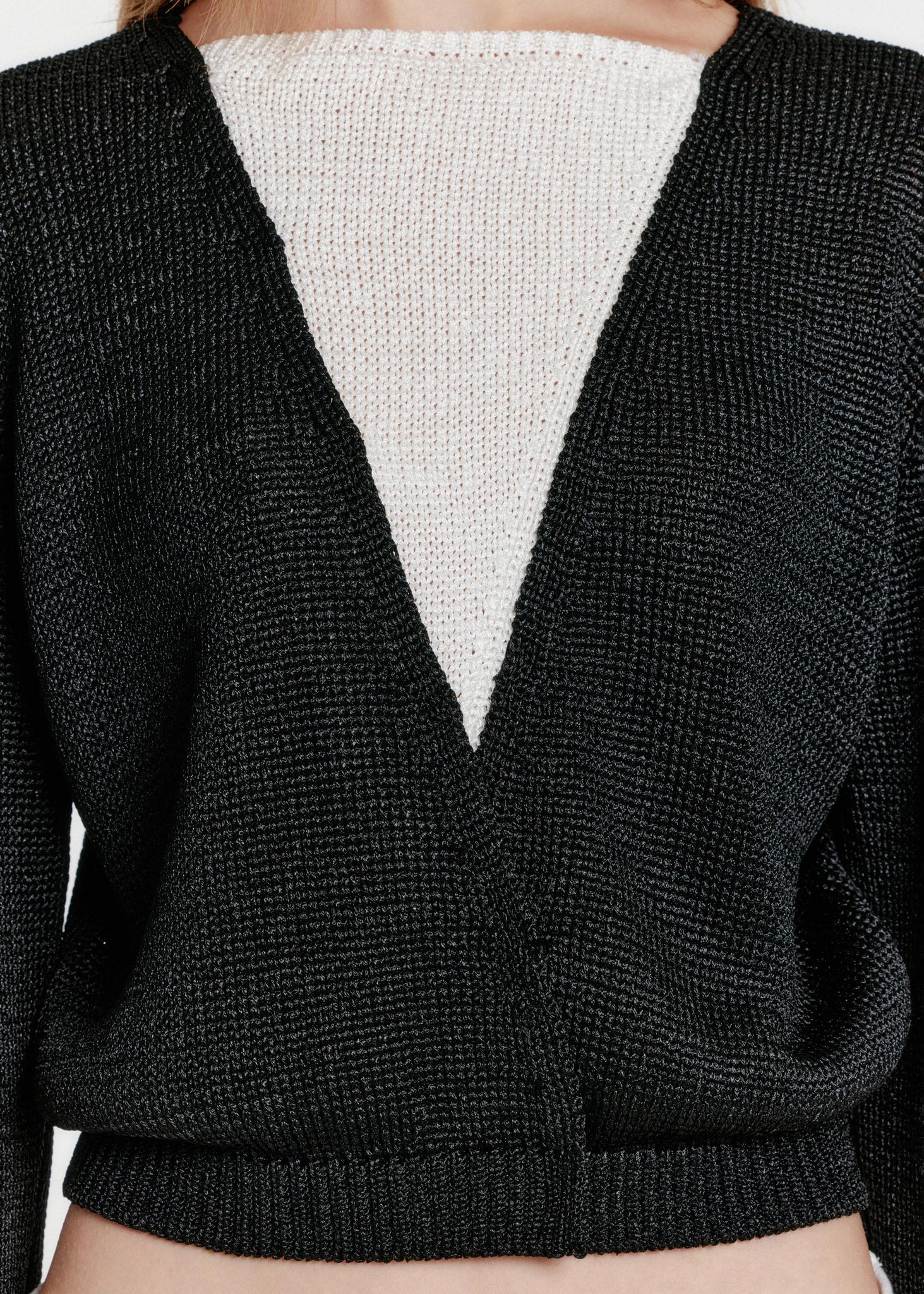 Black Panelled V-Neck Cardigan