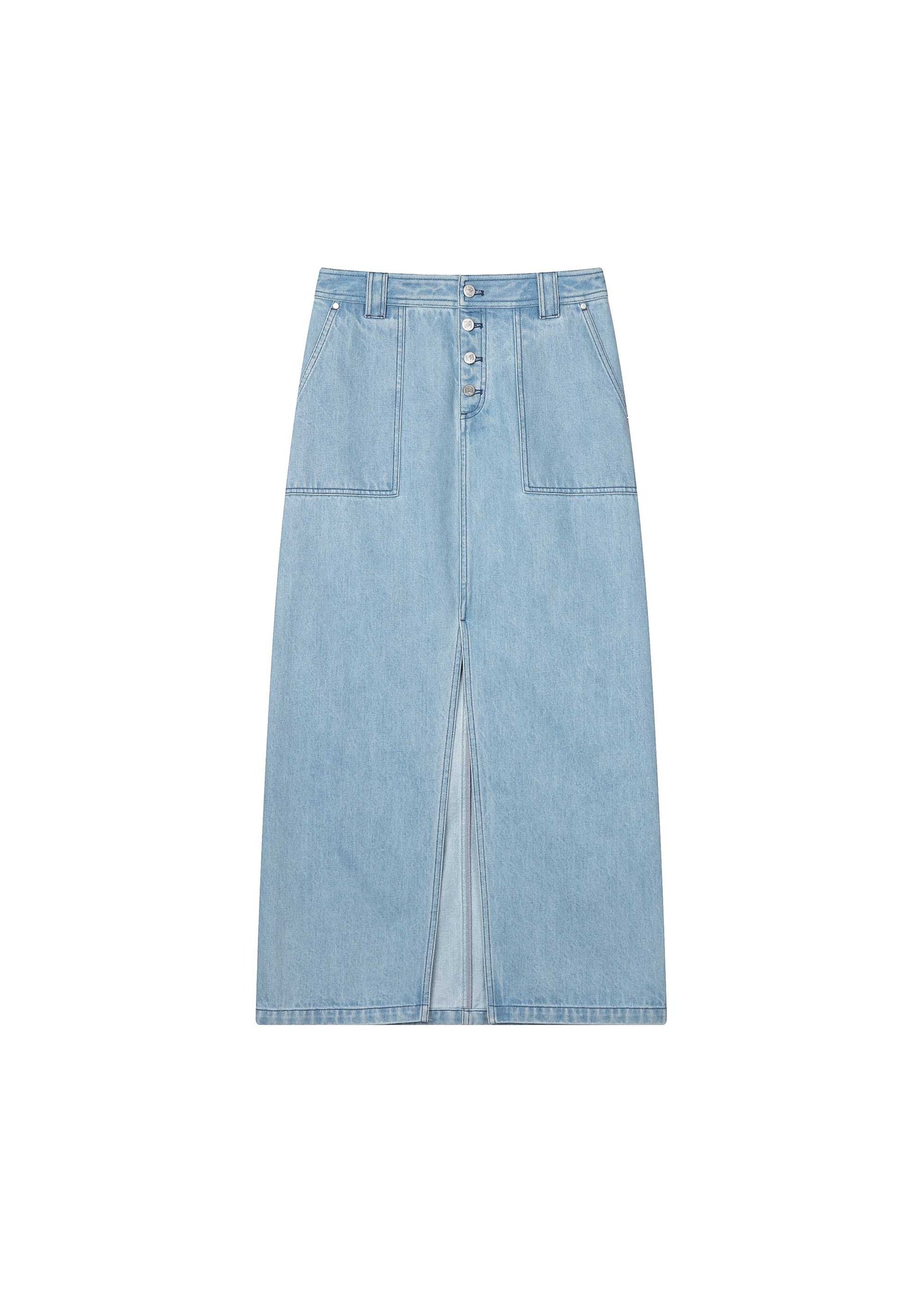 Light Wash Baker Denim Skirt