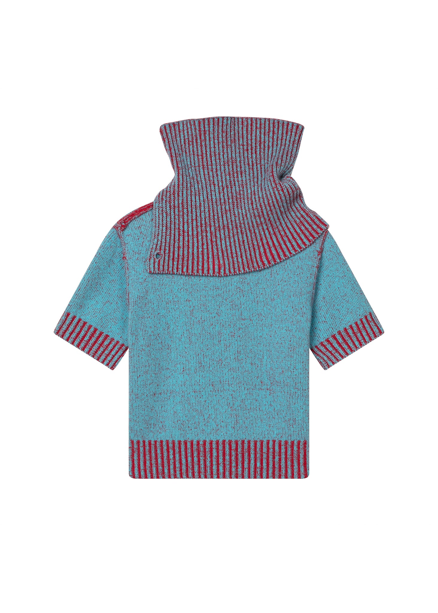 Blue & Red Knit Gaiter T-Shirt