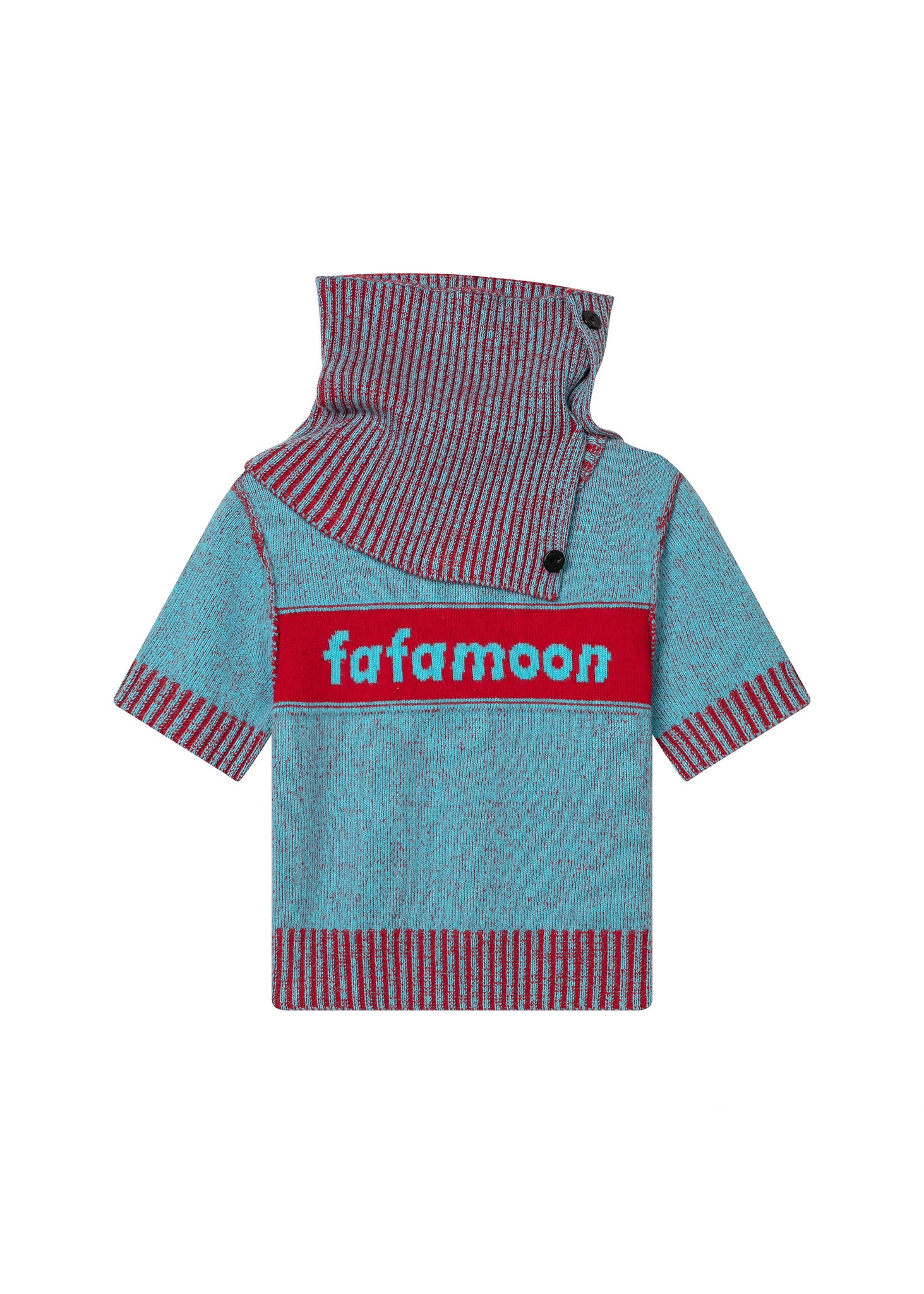 Blue & Red Knit Gaiter T-Shirt