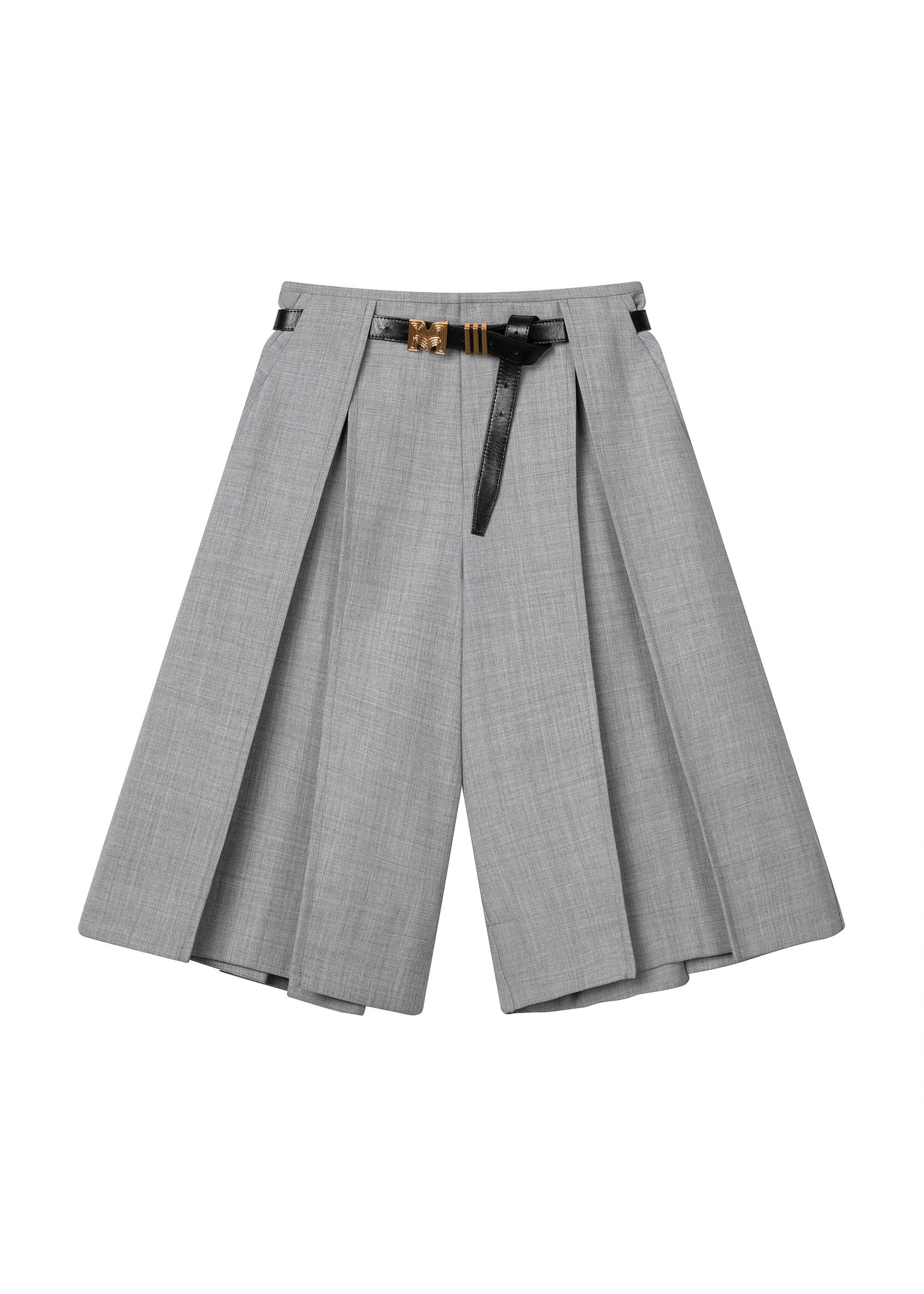 Grey Belted Bermuda Shorts