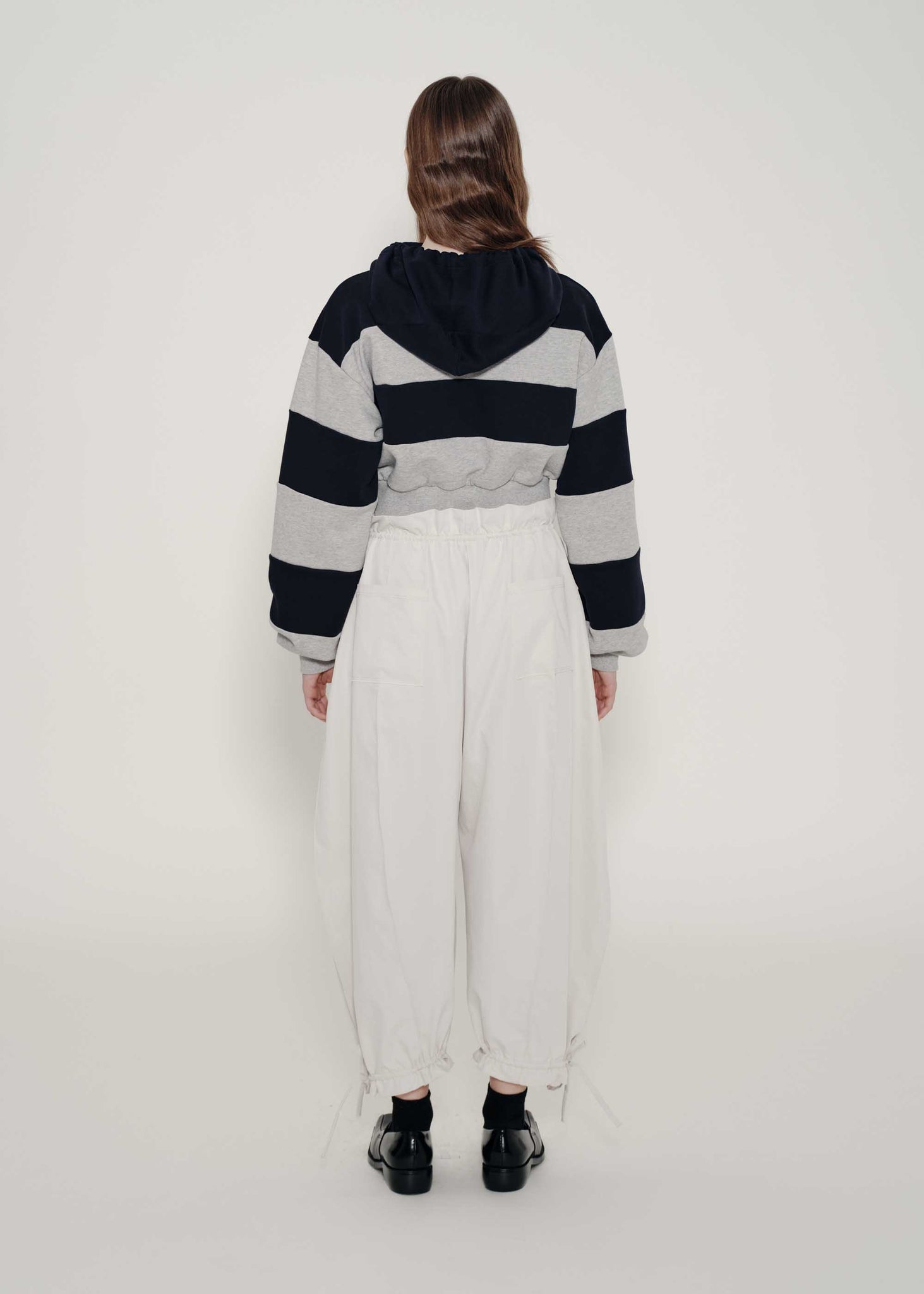 Navy Stripe Cropped Hoodie