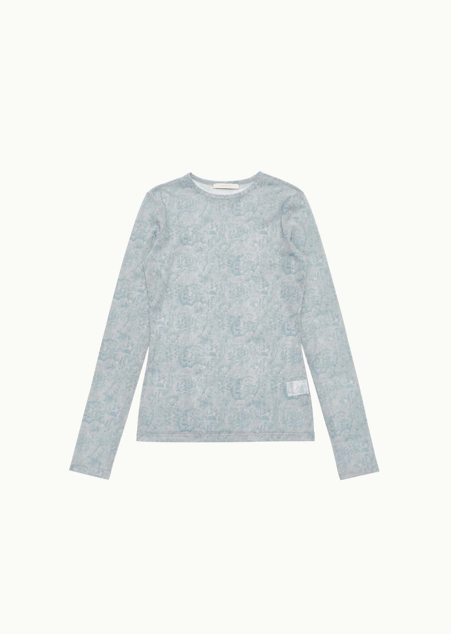 Pale Blue Floral Sheer Long Sleeve