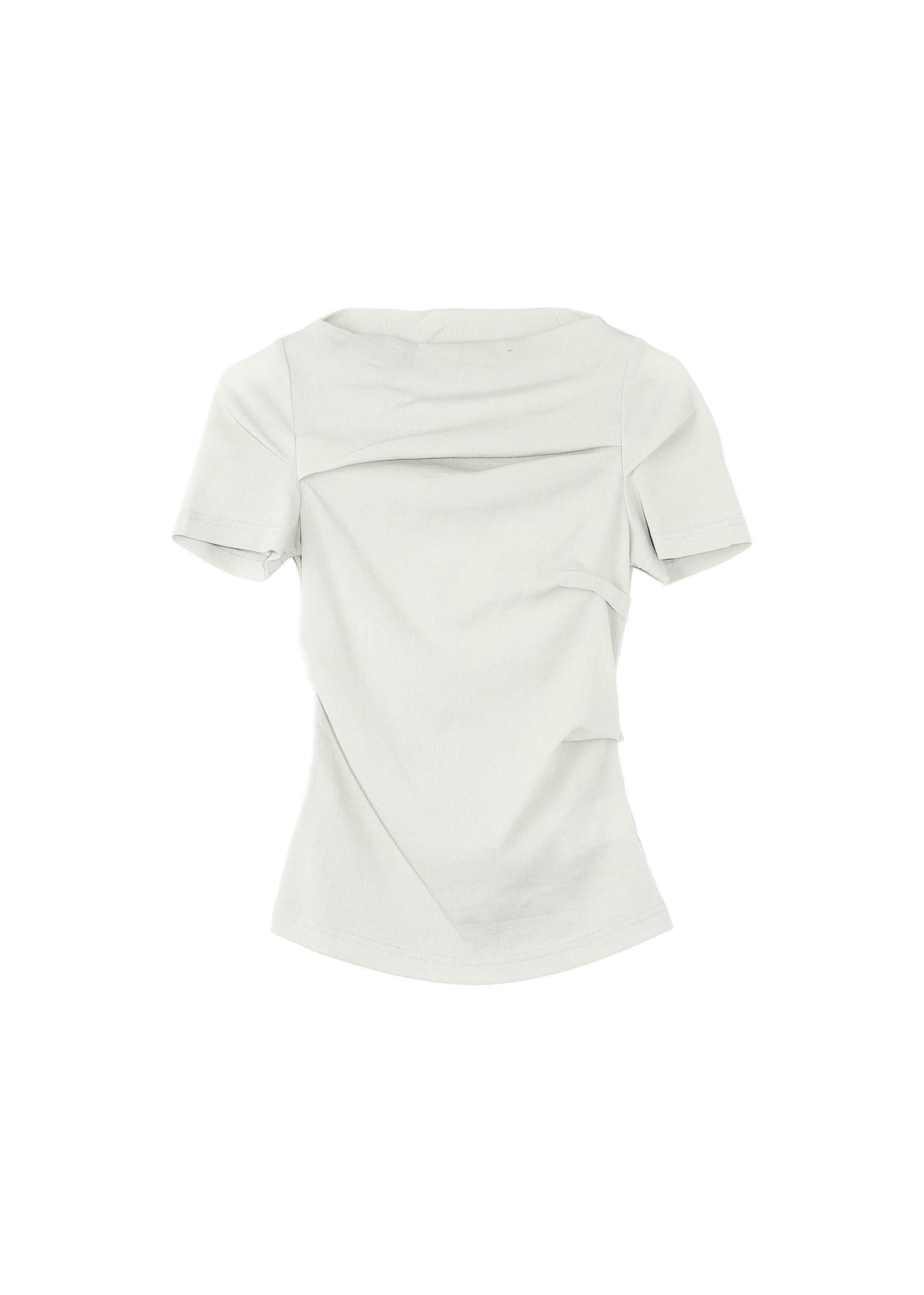 Grey Cowl-Neck Tuck T-Shirt