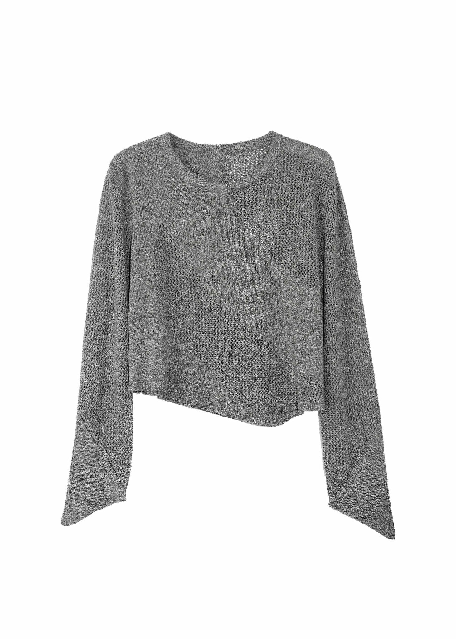 Grey Asymmetric Knit Sweater
