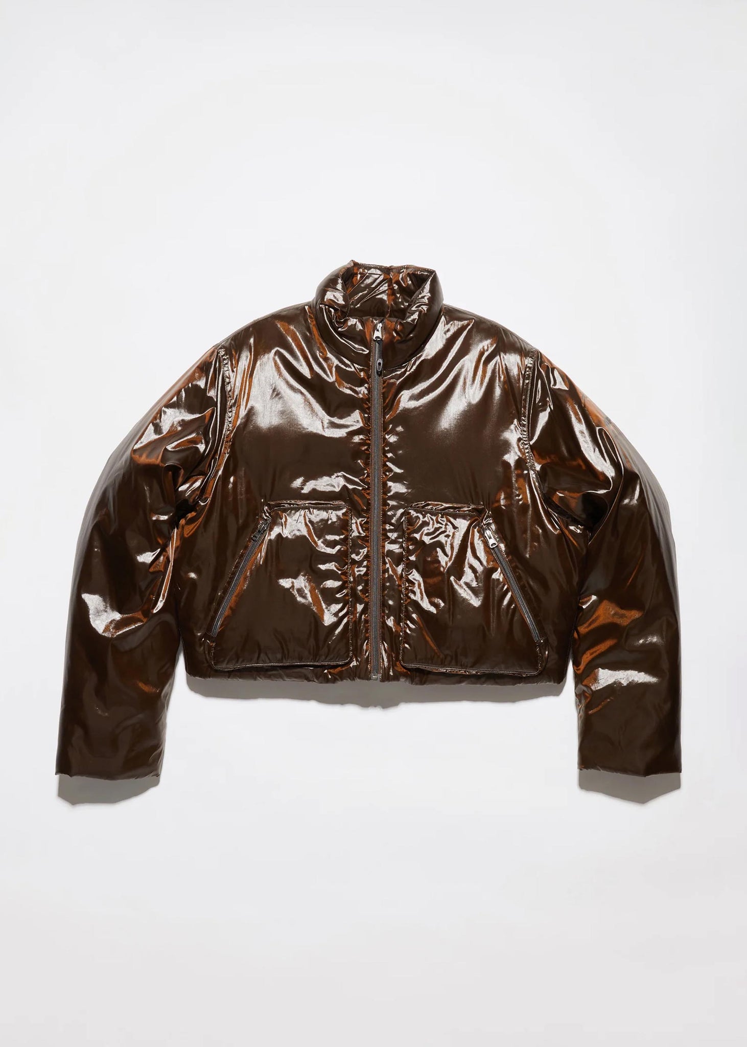 Brown Cropped Puffer Jacket