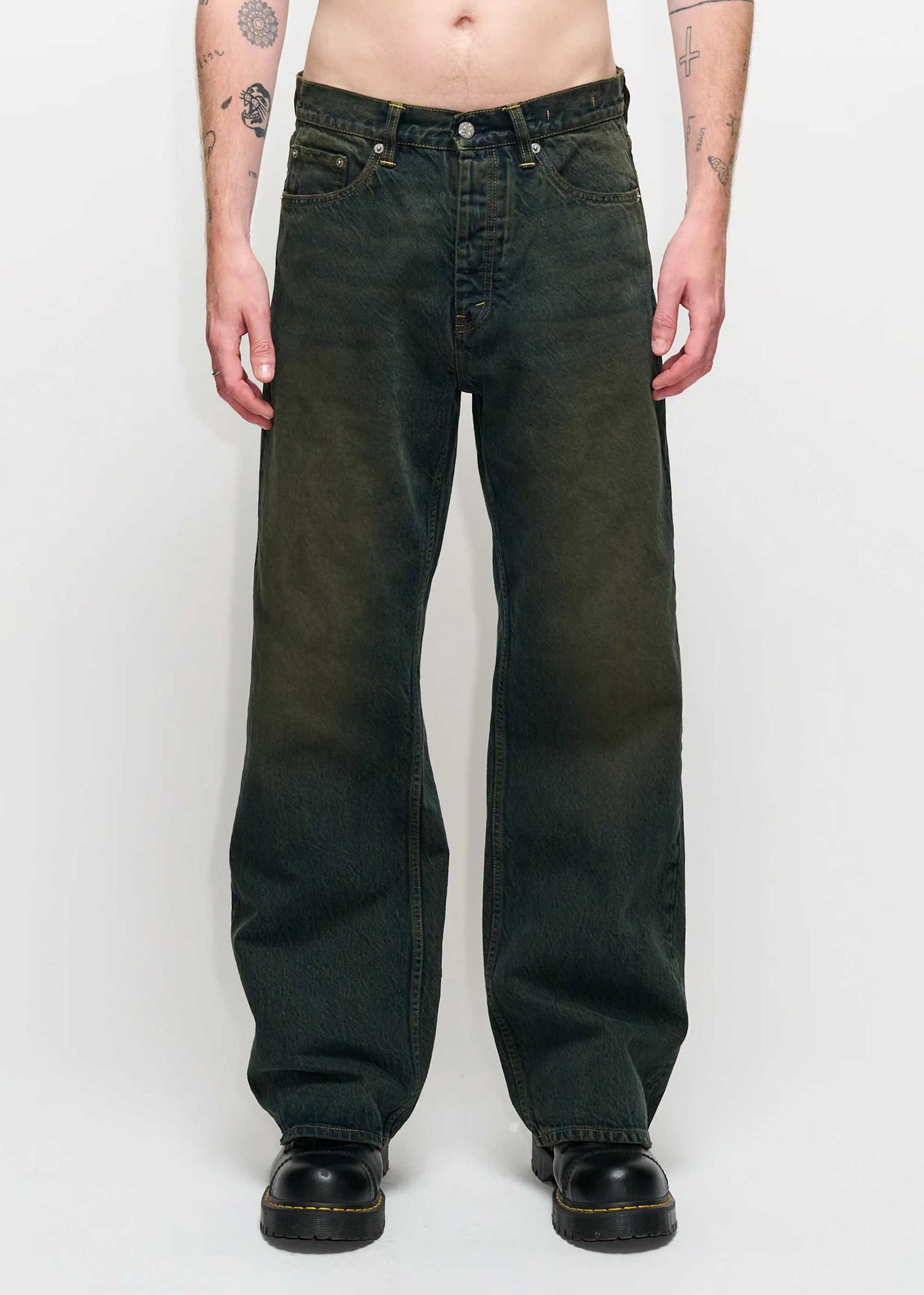 Dirty Green Wide-Leg Jeans