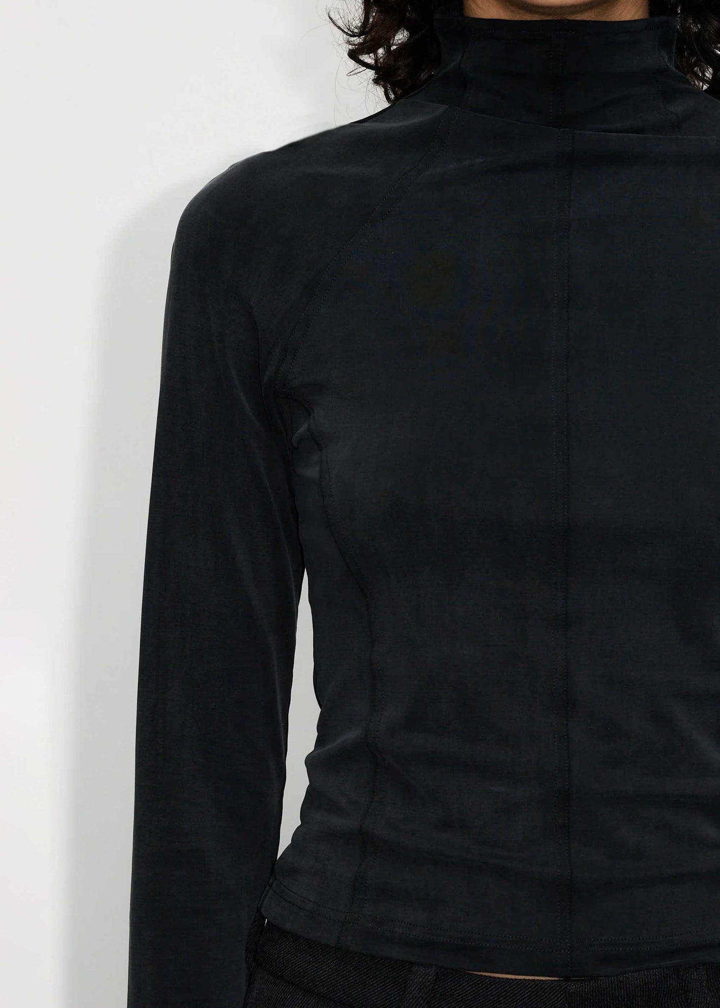 Dark Grey Panelled Mockneck