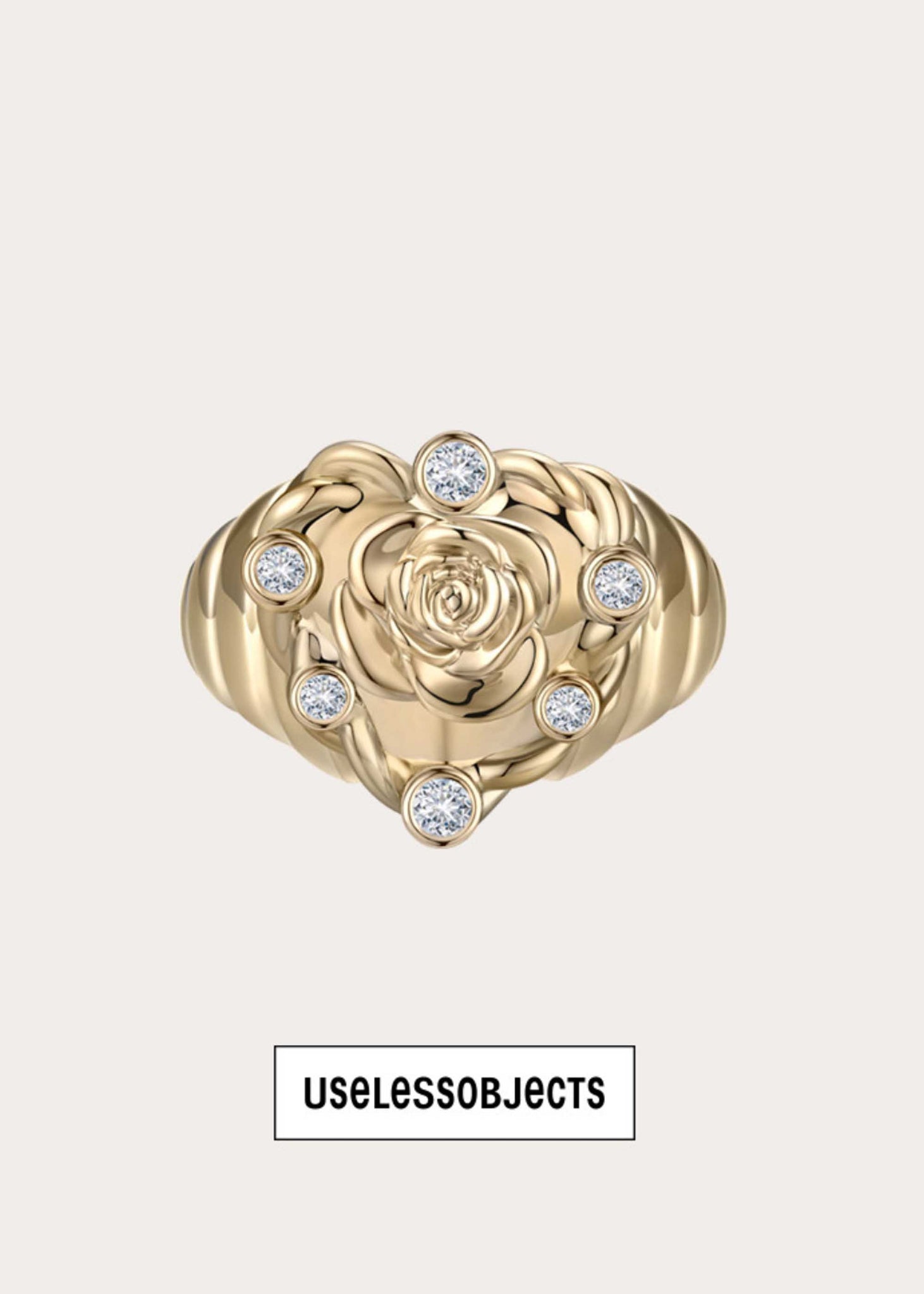 Gold Rose Heart Ring