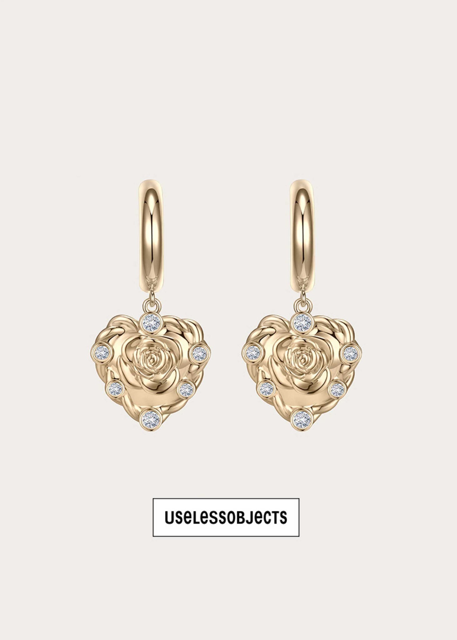Gold Rose Earring Pair