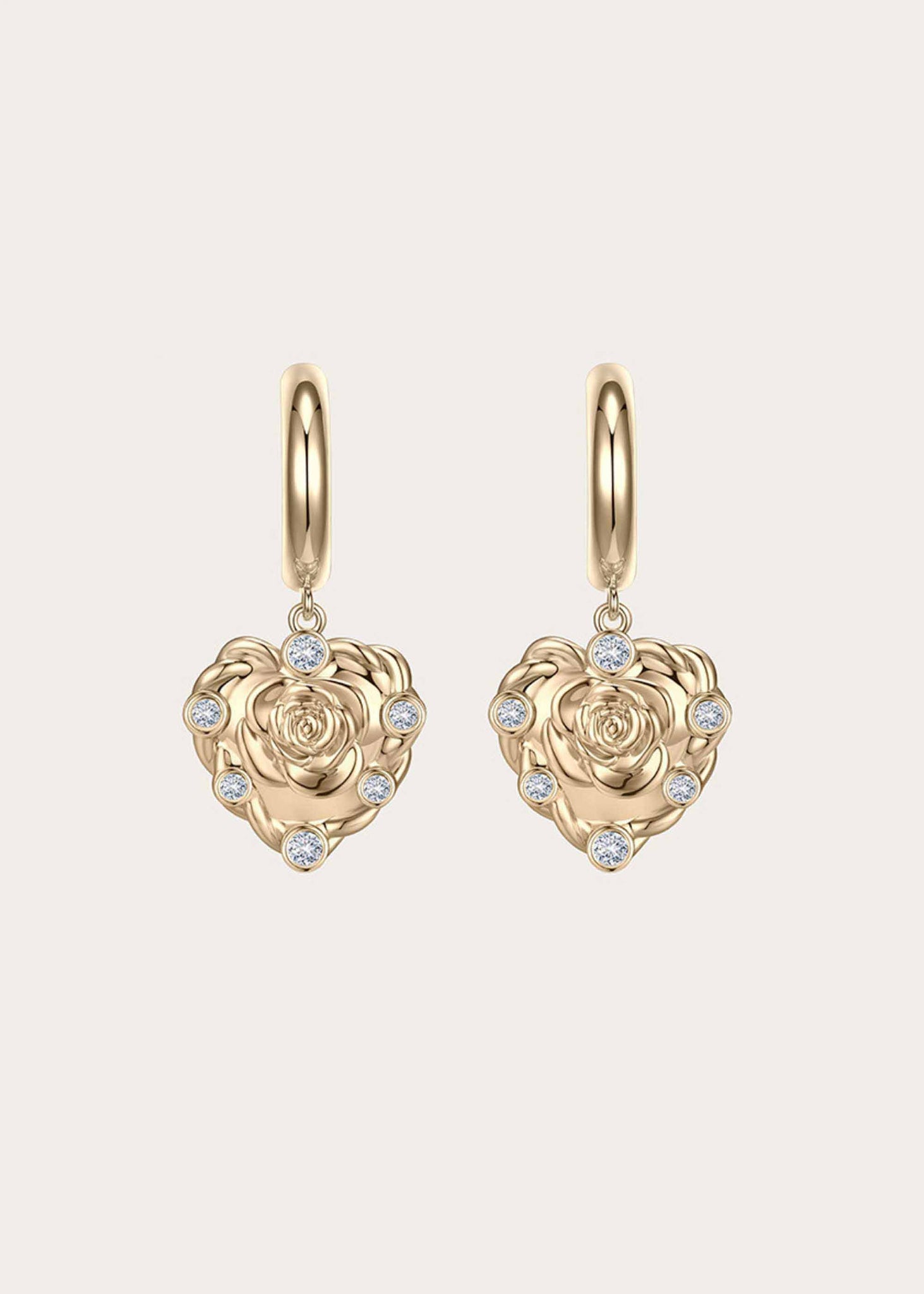 Gold Rose Earring Pair