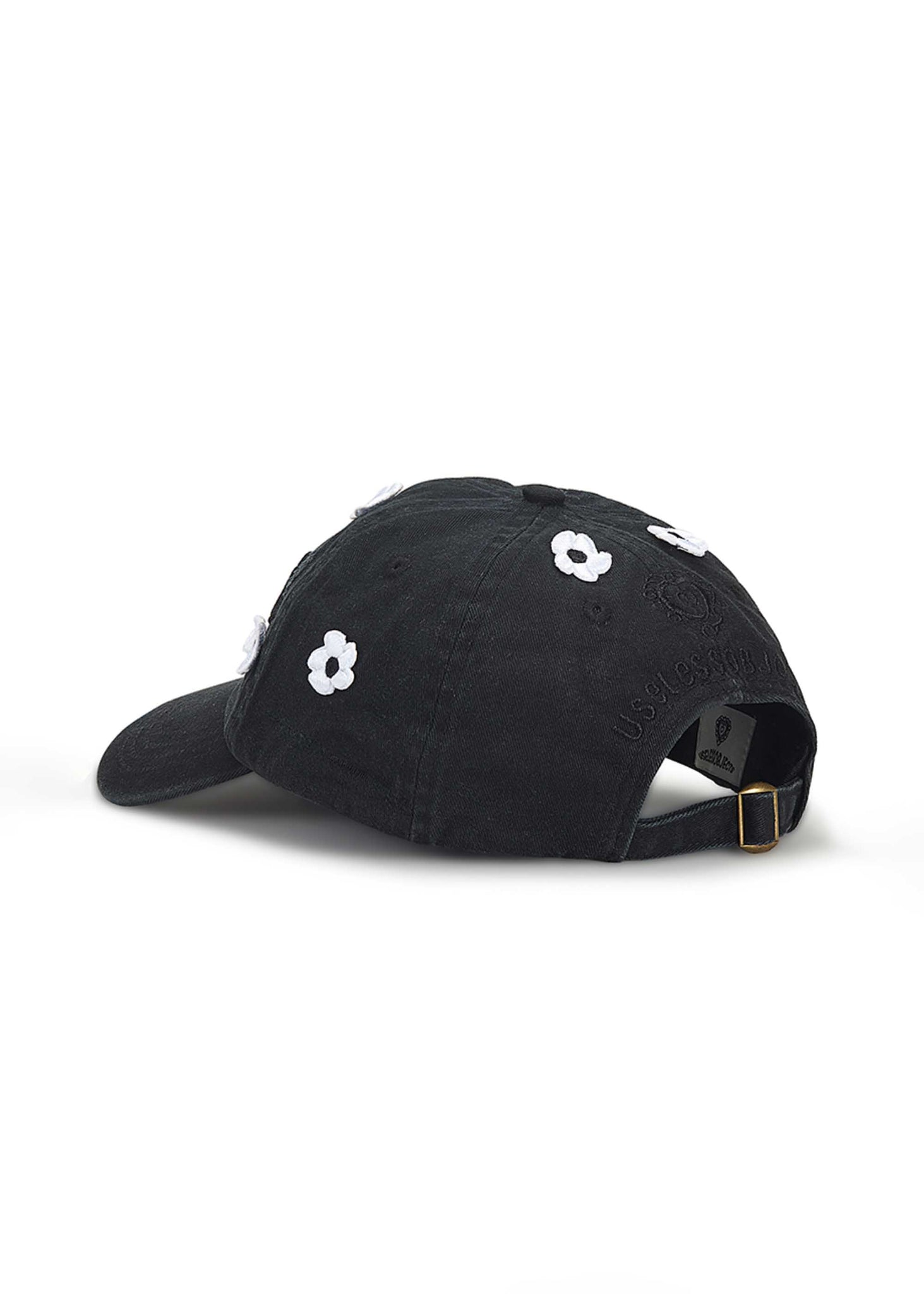 Black Denim Embroidered Cap