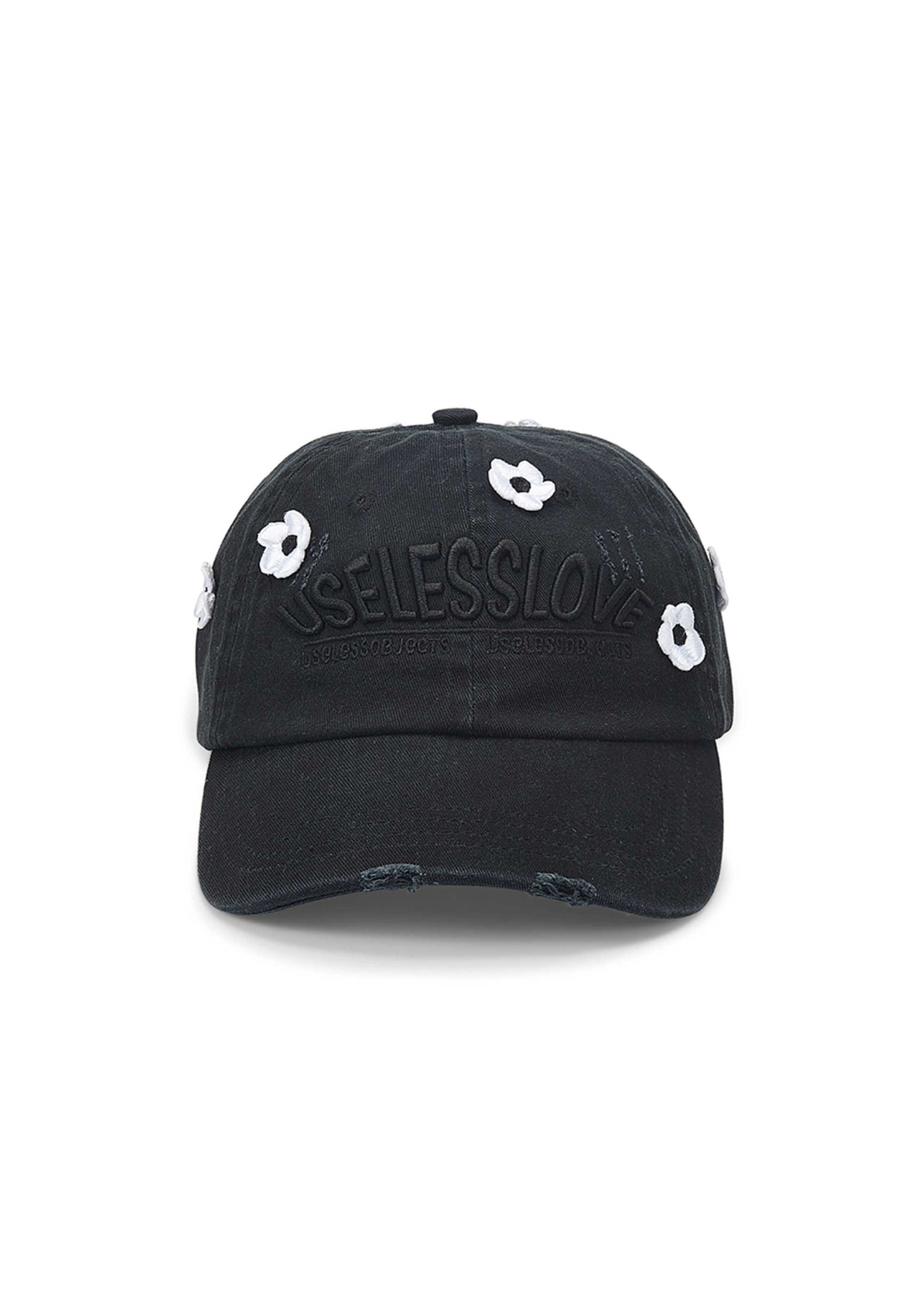 Black Denim Embroidered Cap