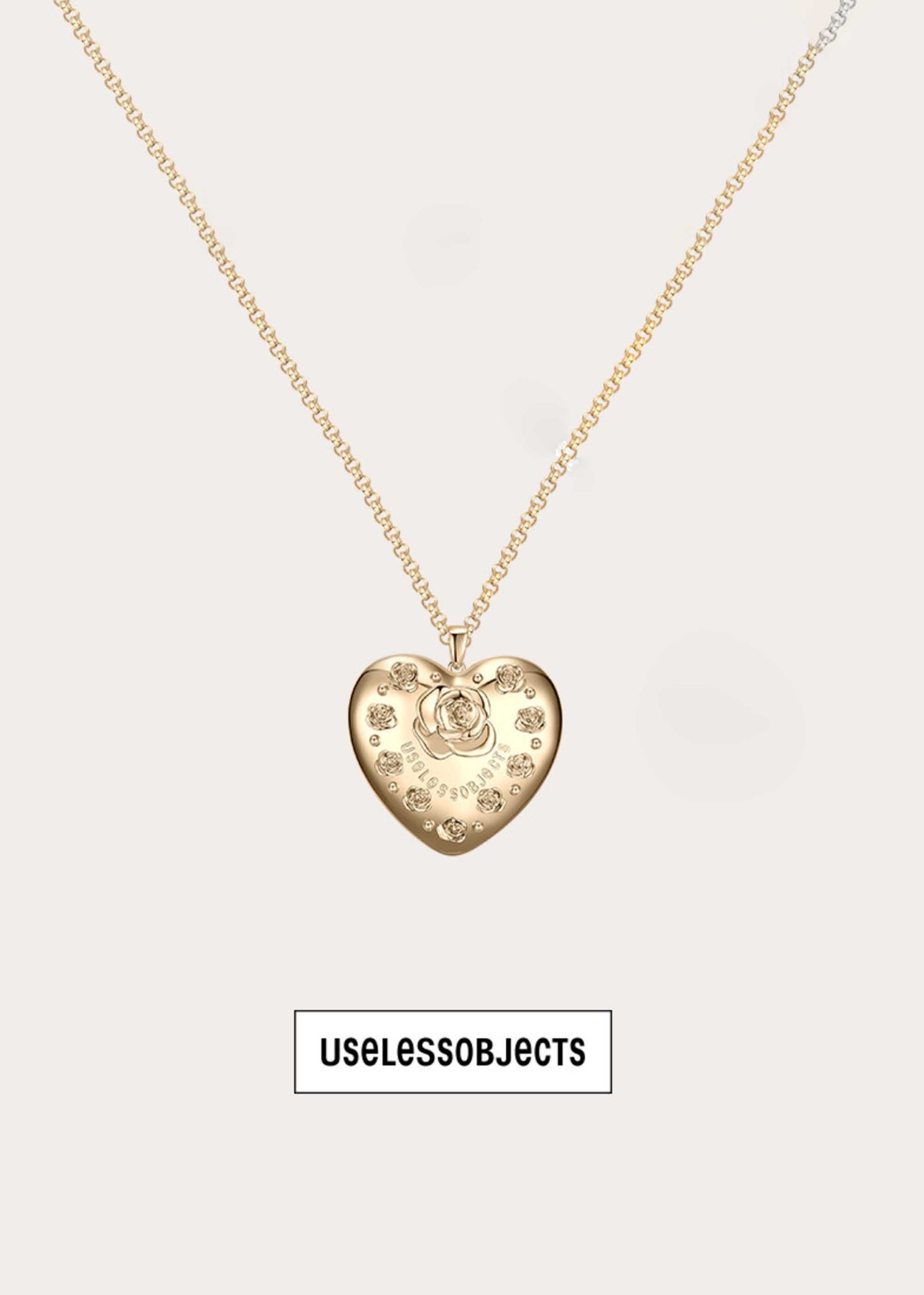 Gold Rose Heart Necklace