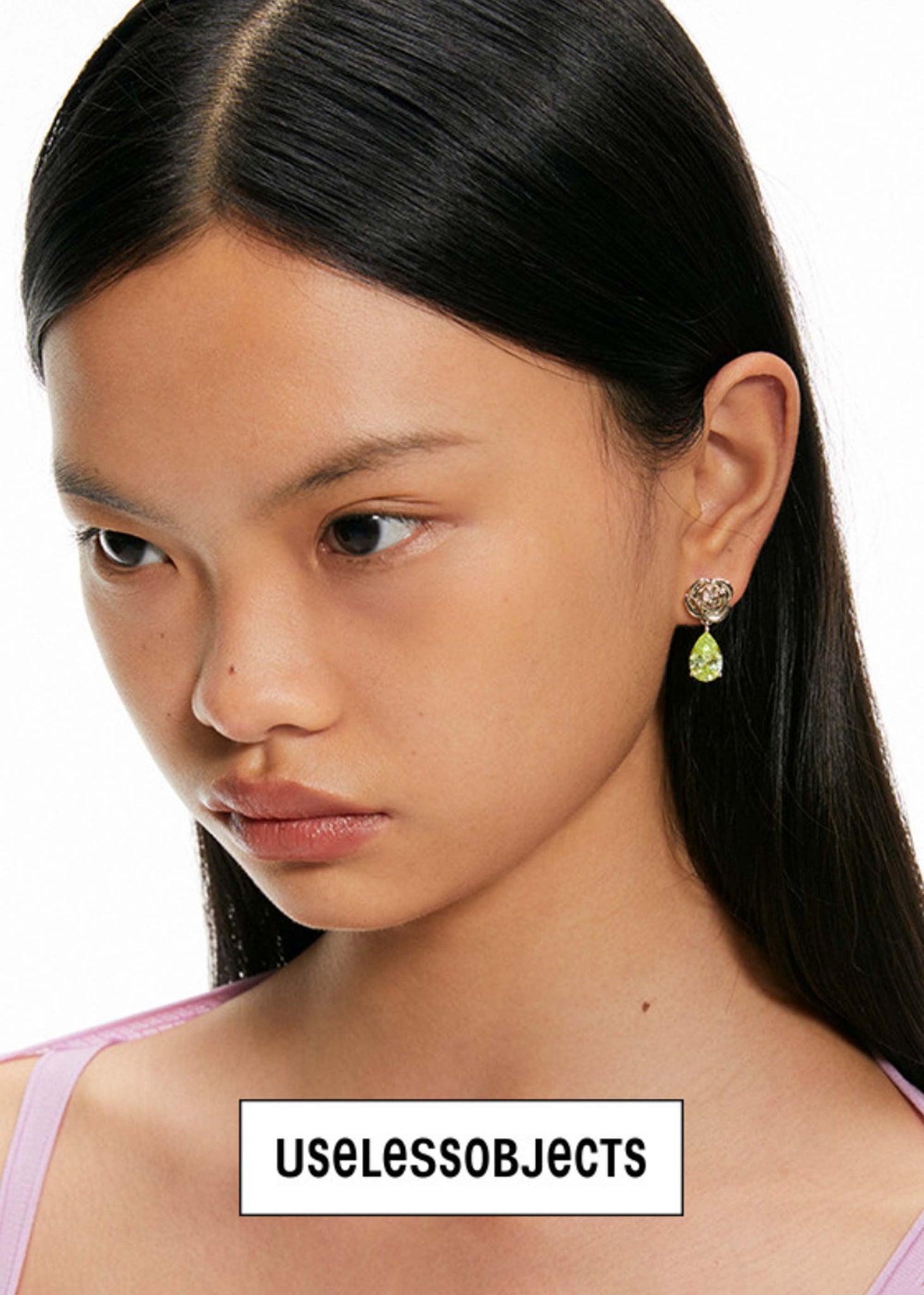Gold & Green Rose Diamond Earring Pair