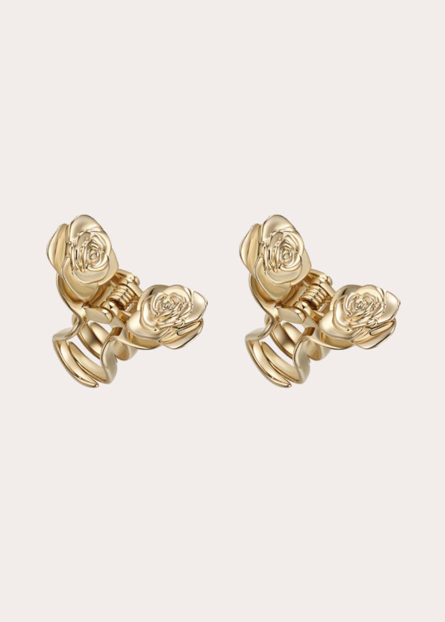 Gold Little Rose Mini Hair Crab Pair