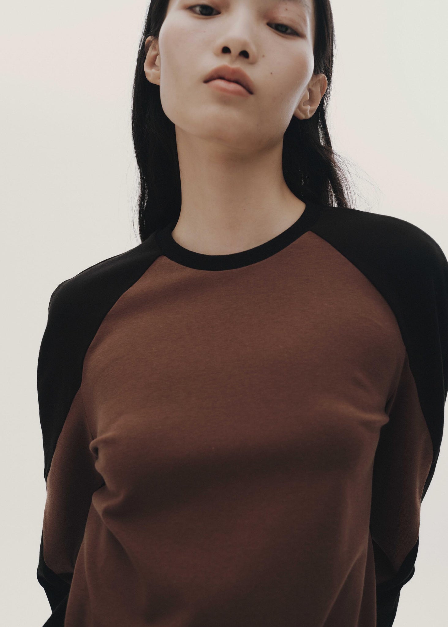 Brown & Black Panelled Baseball T-Shirt