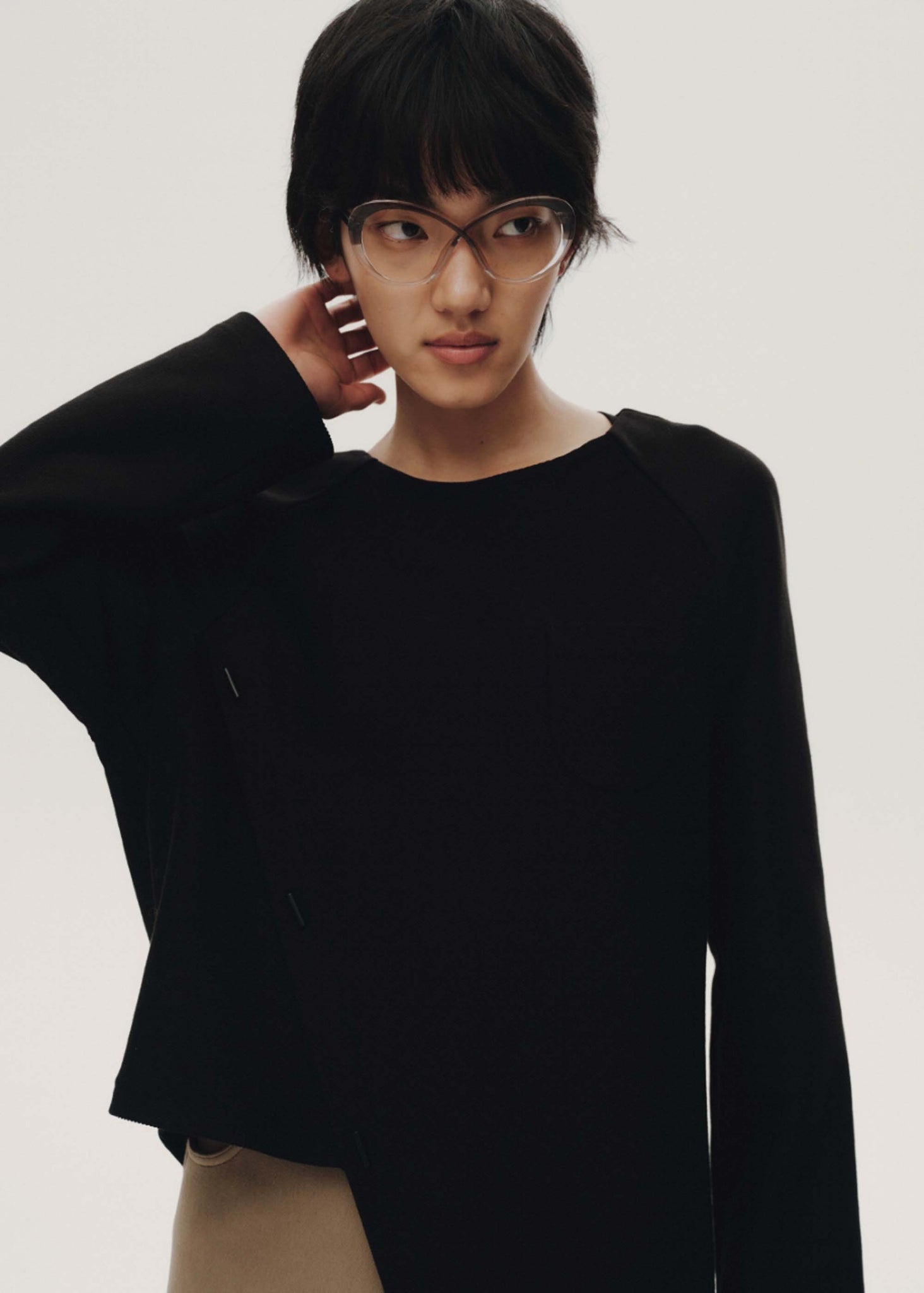 Black Asymmetric Panelled Shirt